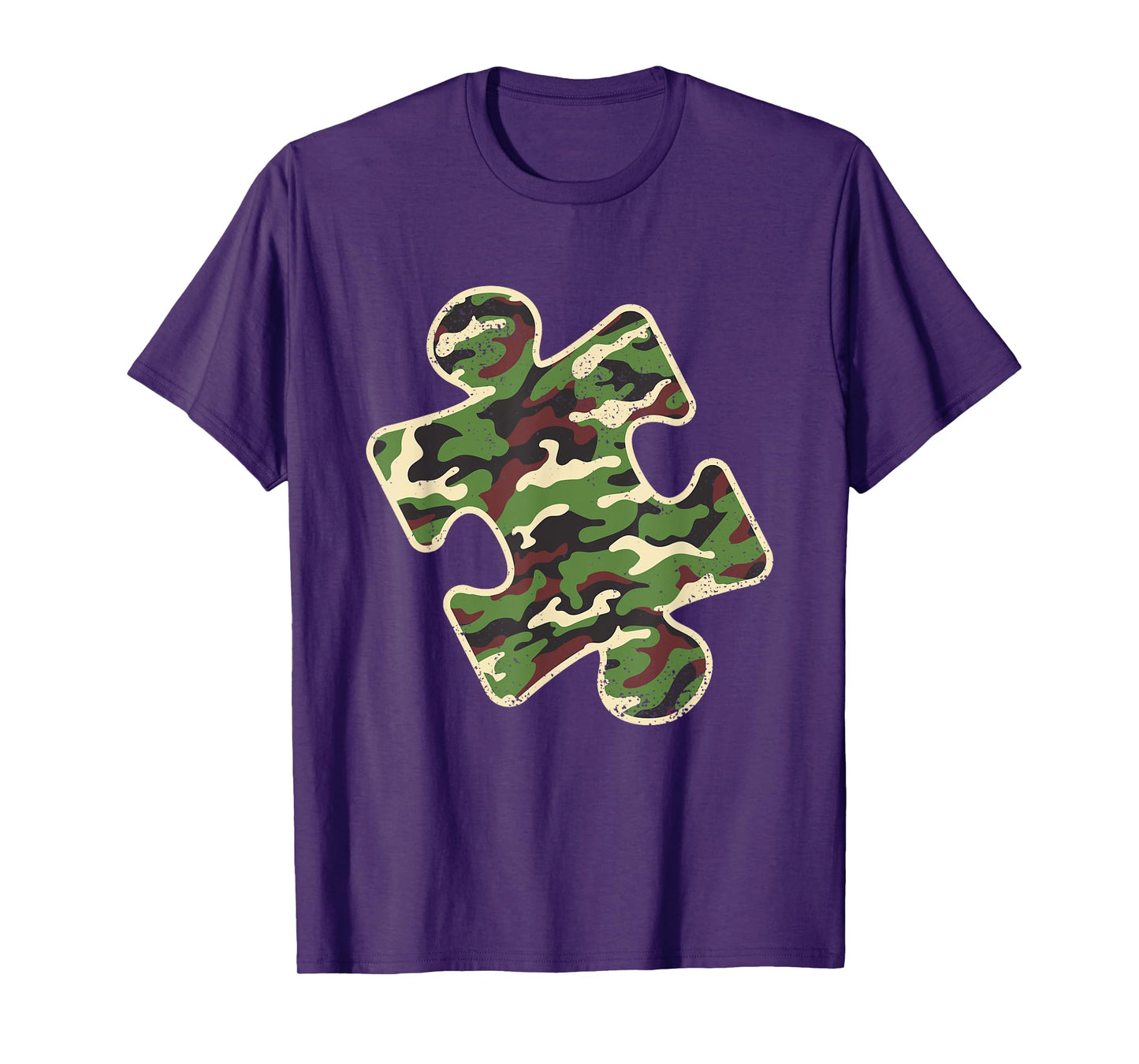Autism Awareness Camo Puzzle Piece Vintage Camoflauge T-Shirt