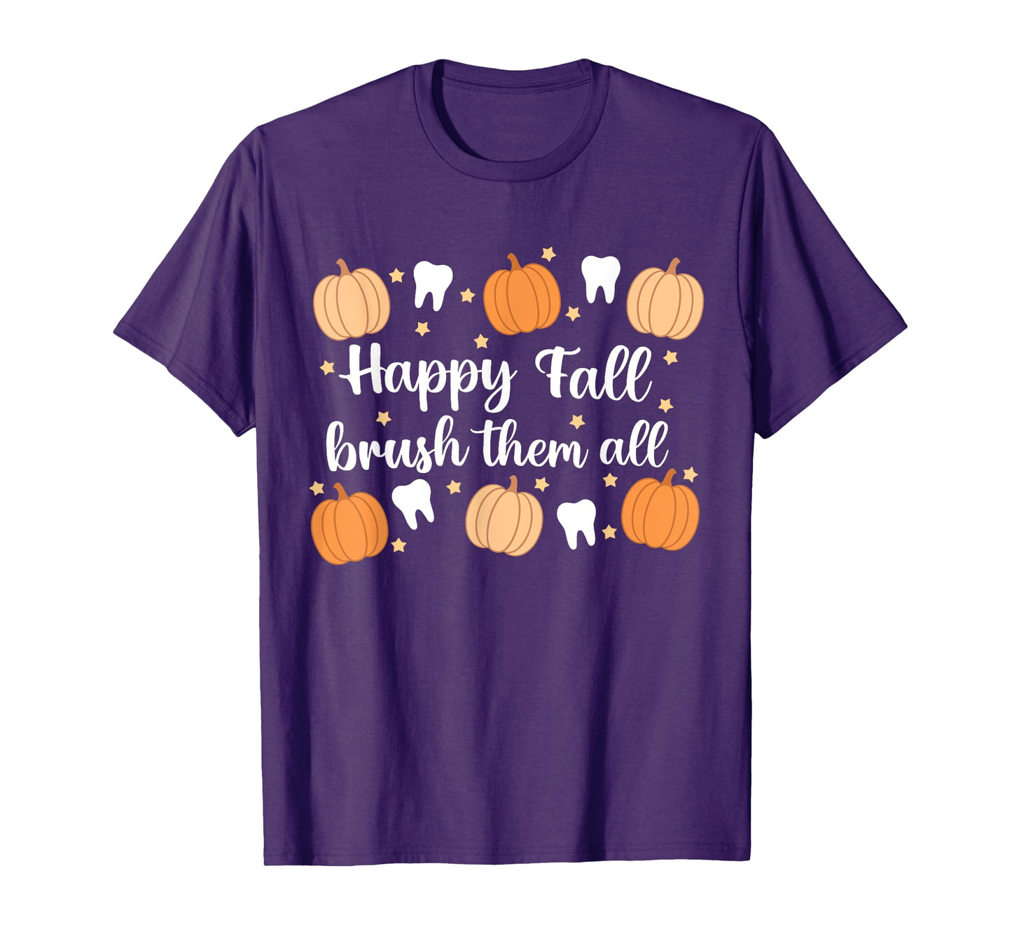 Thanksgiving Dental Dentist Happy Fall Brush Them All Teeth T-Shirt