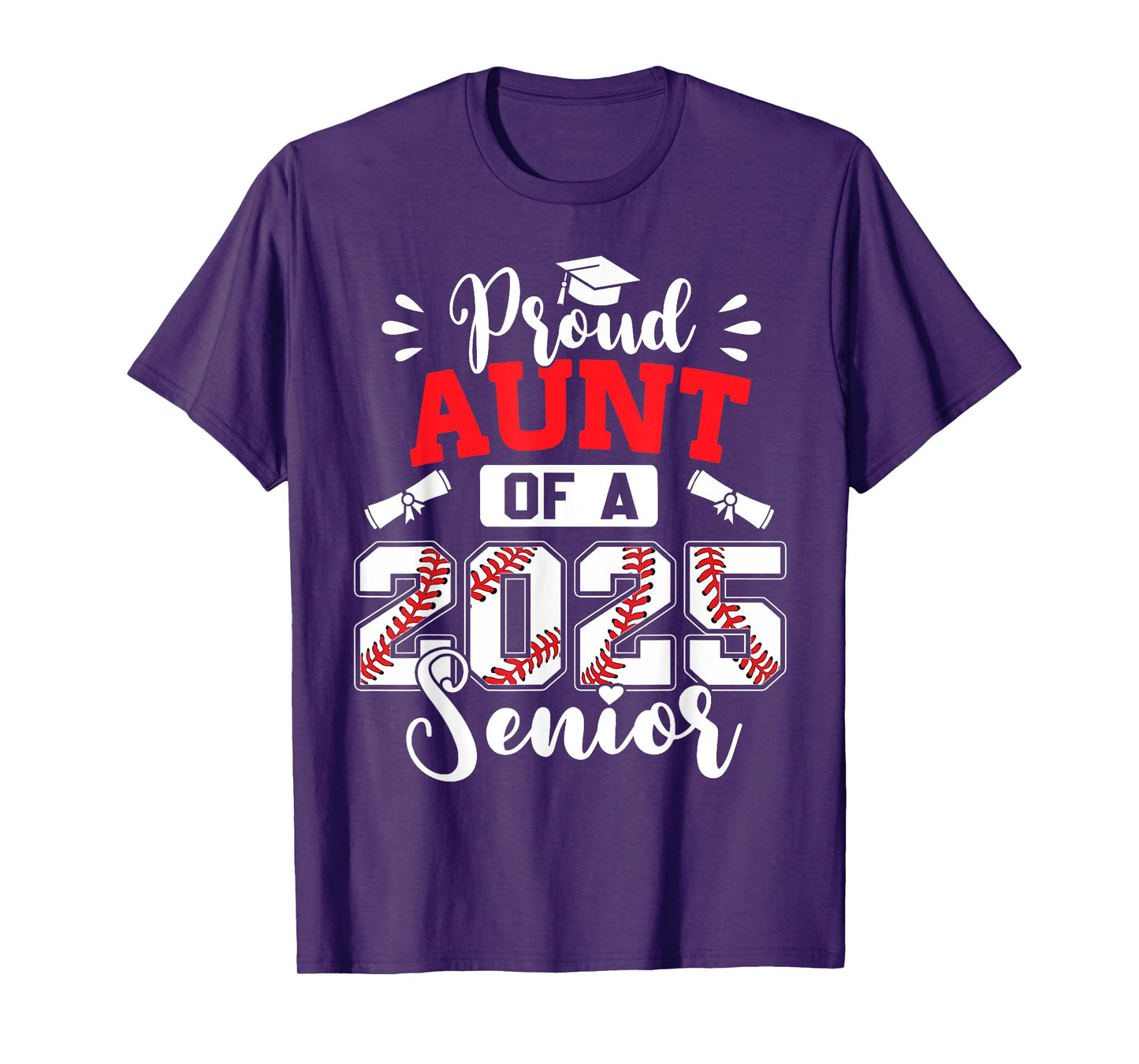 Proud Aunt Of A 2025 Senior Baseball Graduation T-Shirt