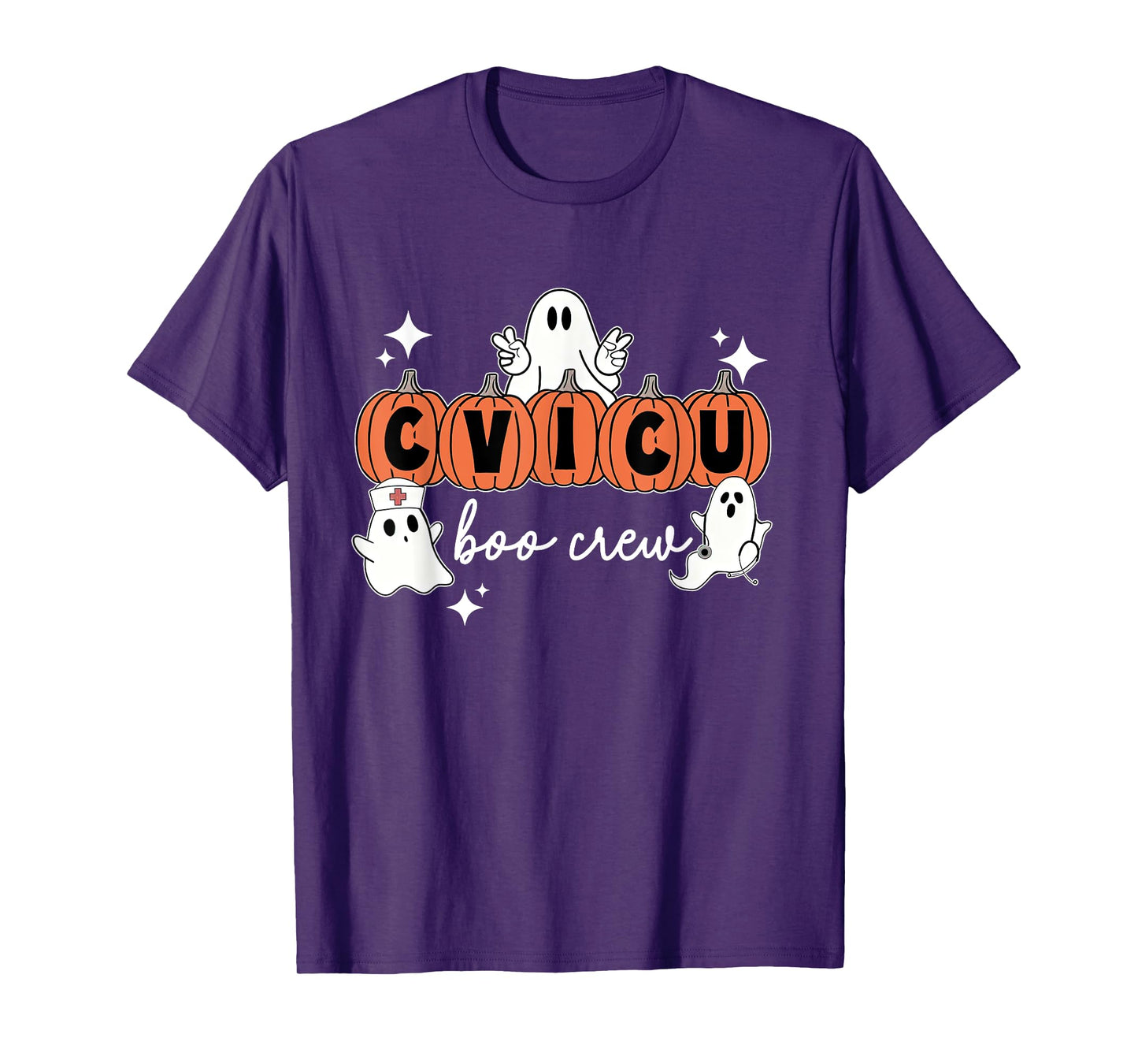 Halloween CVICU Boo Crew Pumpkin CVICU Nurse Spooky Season T-Shirt
