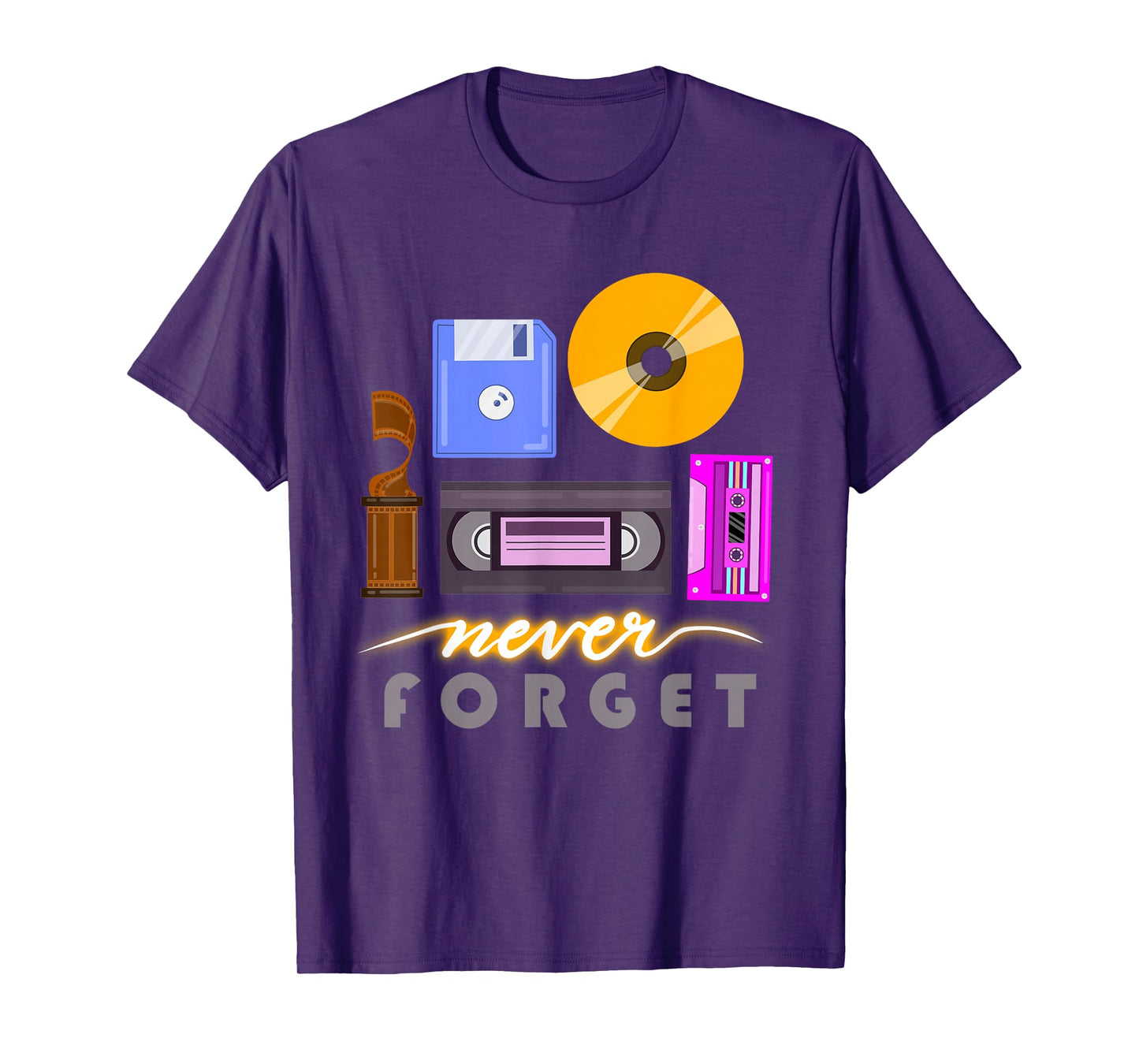 A Good Apparel Co. Never Forget Retro Vintage Cassette Tape Floppy Disk VHS CD Unisex-Adults T-Shirt