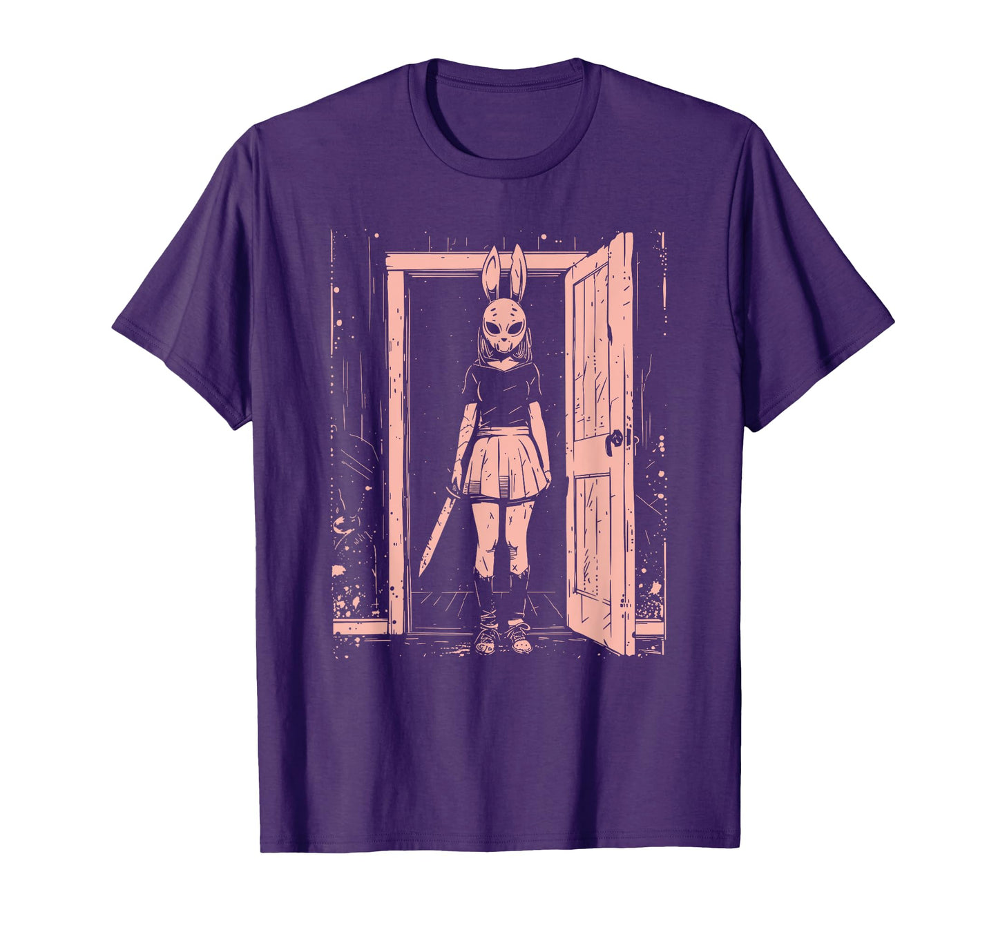 Creepy Girl Bunny Mask Slasher Pastel Goth Anime Horror T-Shirt