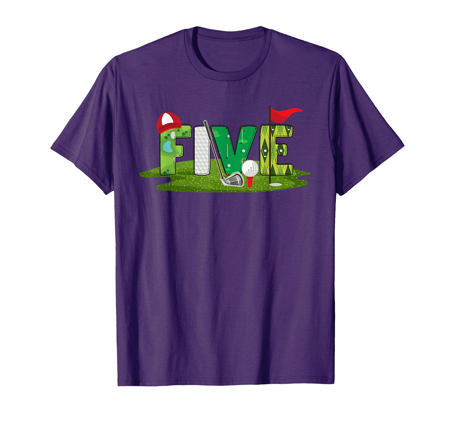 5th Birthday Golf Theme 5 Year Old Kids Sport Party T-Shirt