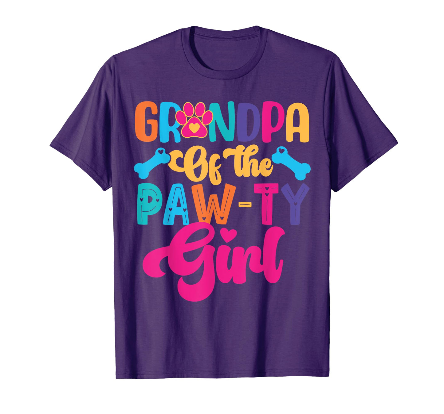 Grandpa Of The Birthday Girl Dog Paw Family Matching Party T-Shirt