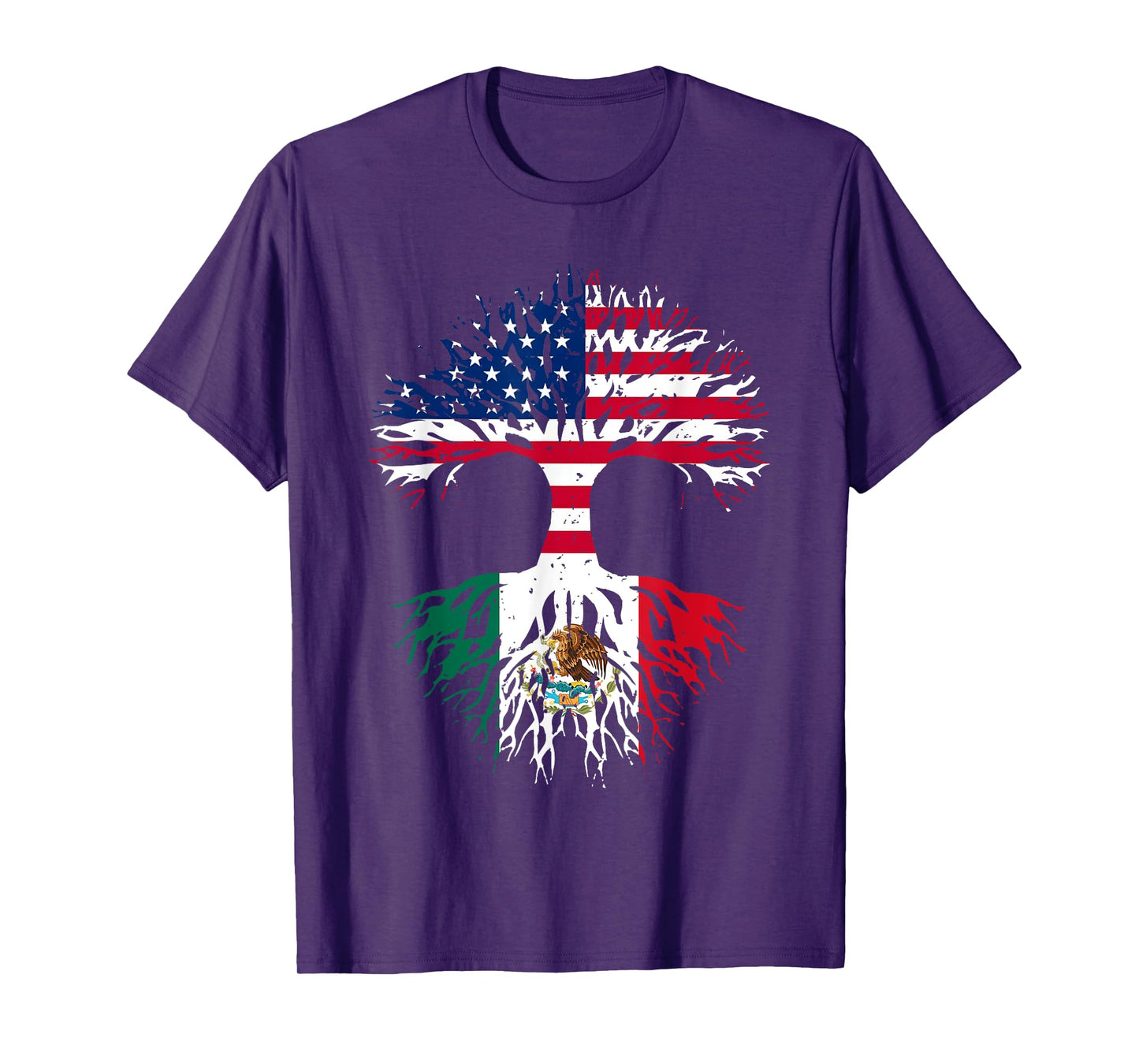Mexican Roots American Grown Tree USA Flag Funny Mexico Flag T-Shirt