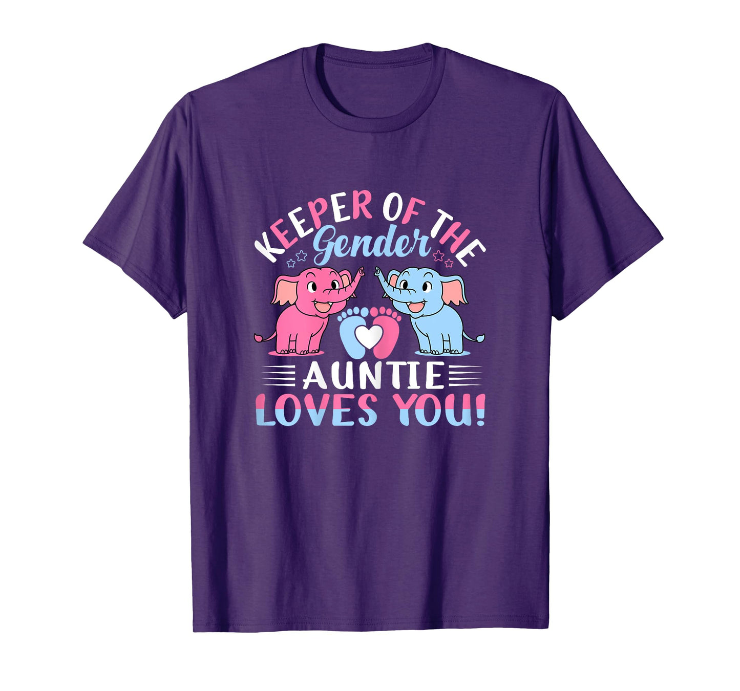 Keeper Of The Gender Auntie Loves You Gender Reveal Elephant T-Shirt