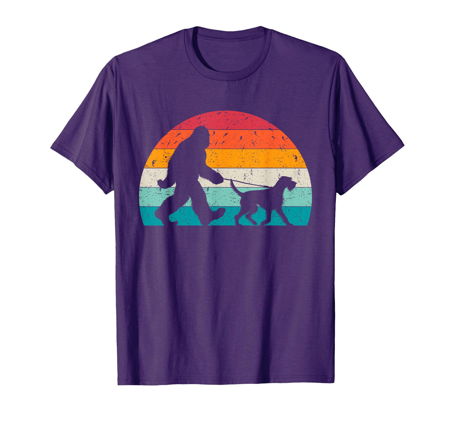 Bigfoot Walking a Dog Funny German Wirehaired Pointer Lovers T-Shirt