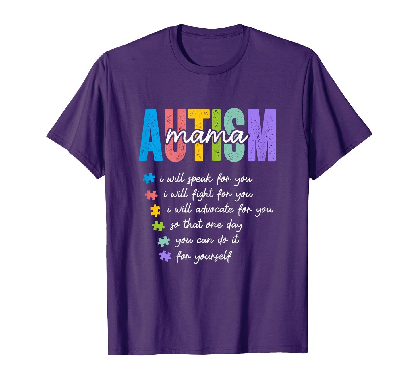 Autism Mama I Will Fight For You Until You Can Autism Mom T-Shirt