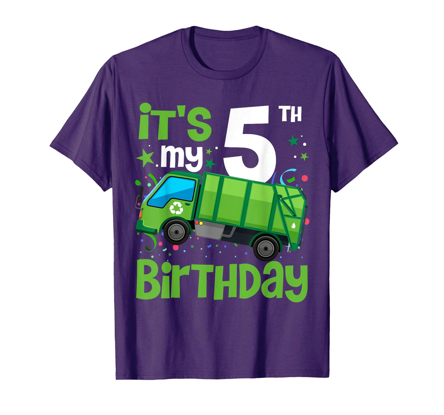 It's My 5th Birthday Garbage Truck 5 Year Old Birthday Boy T-Shirt