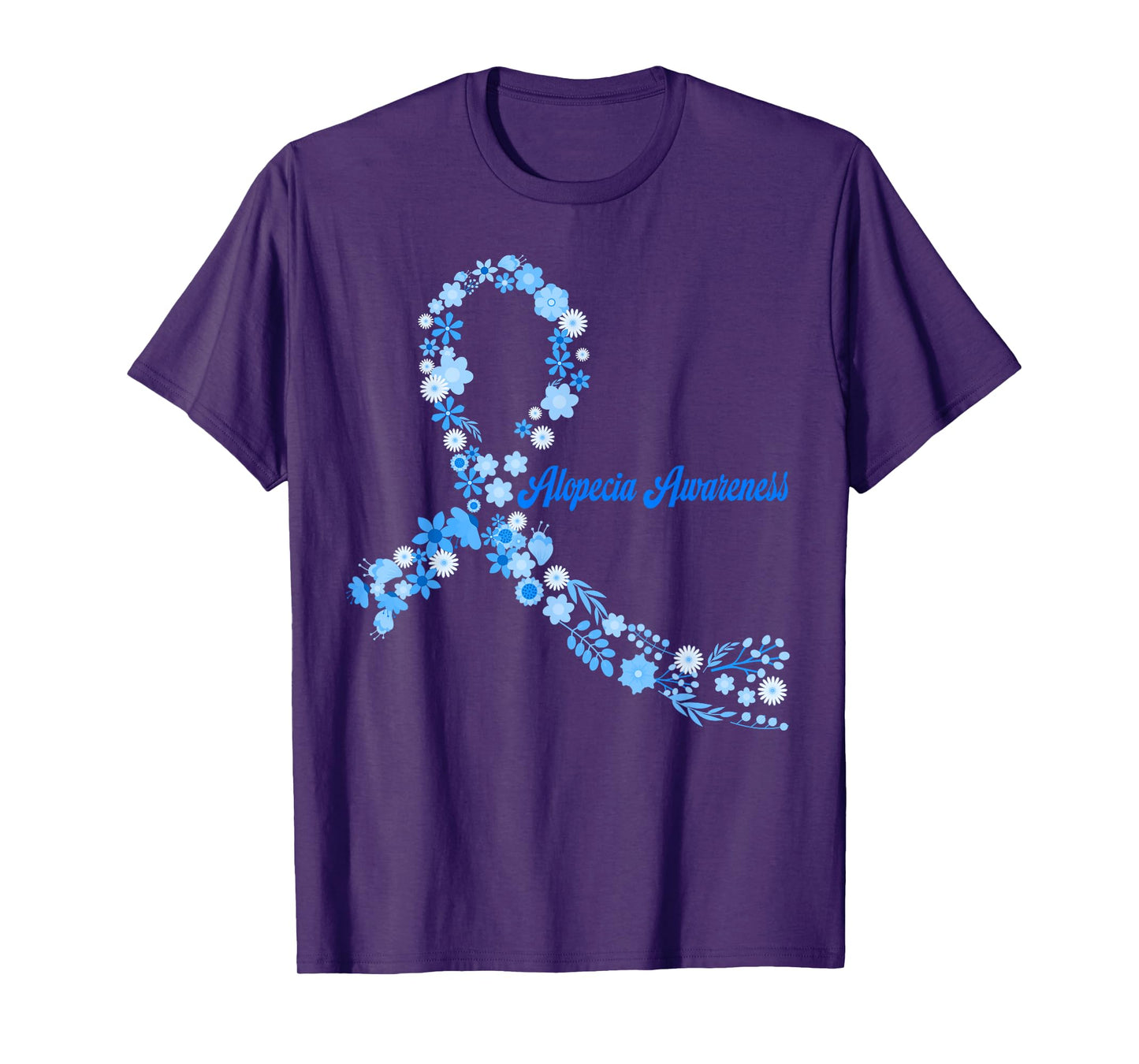Alopecia Awareness Hippie Flower Blue Ribbon Support T-Shirt