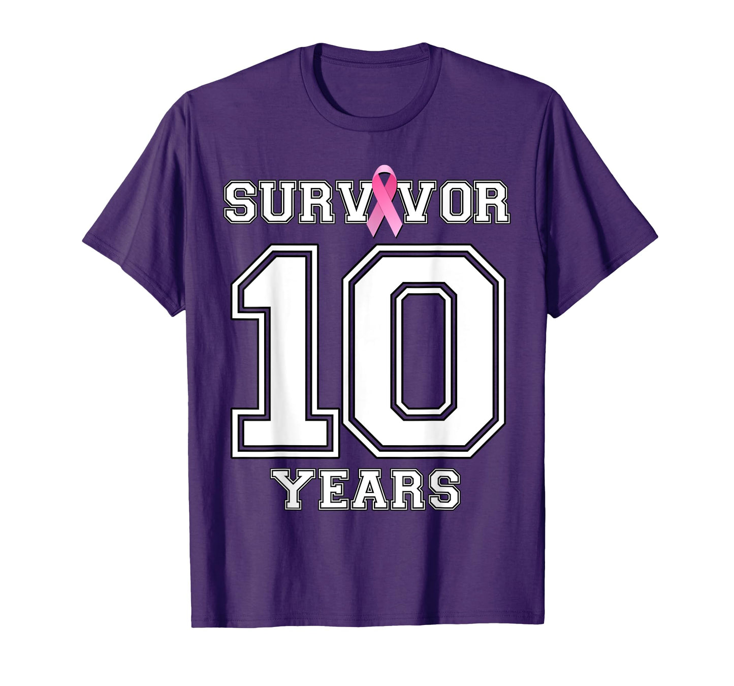 10 Years Breast Cancer Survivor Gifts For Women Pink Ribbon T-Shirt