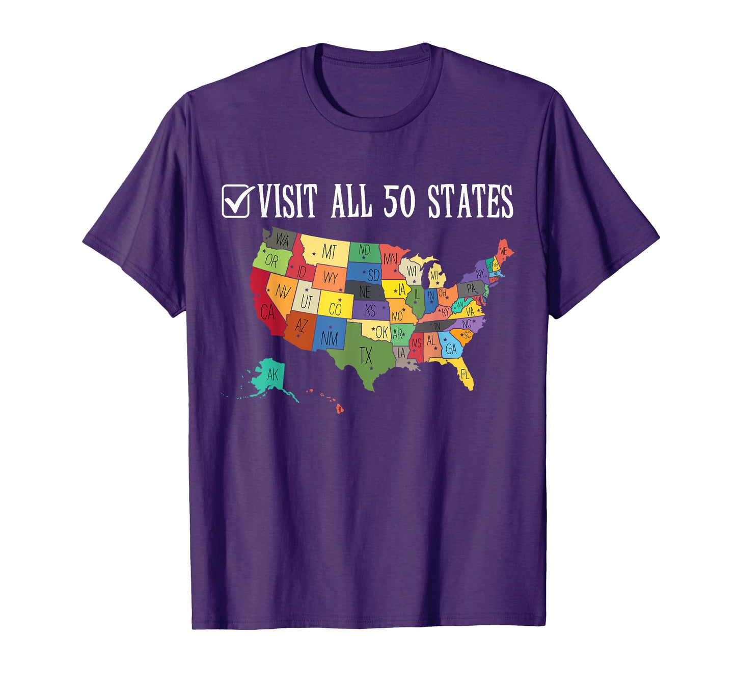 Visited all 50 states USA map travel All Fifty States travel T-Shirt