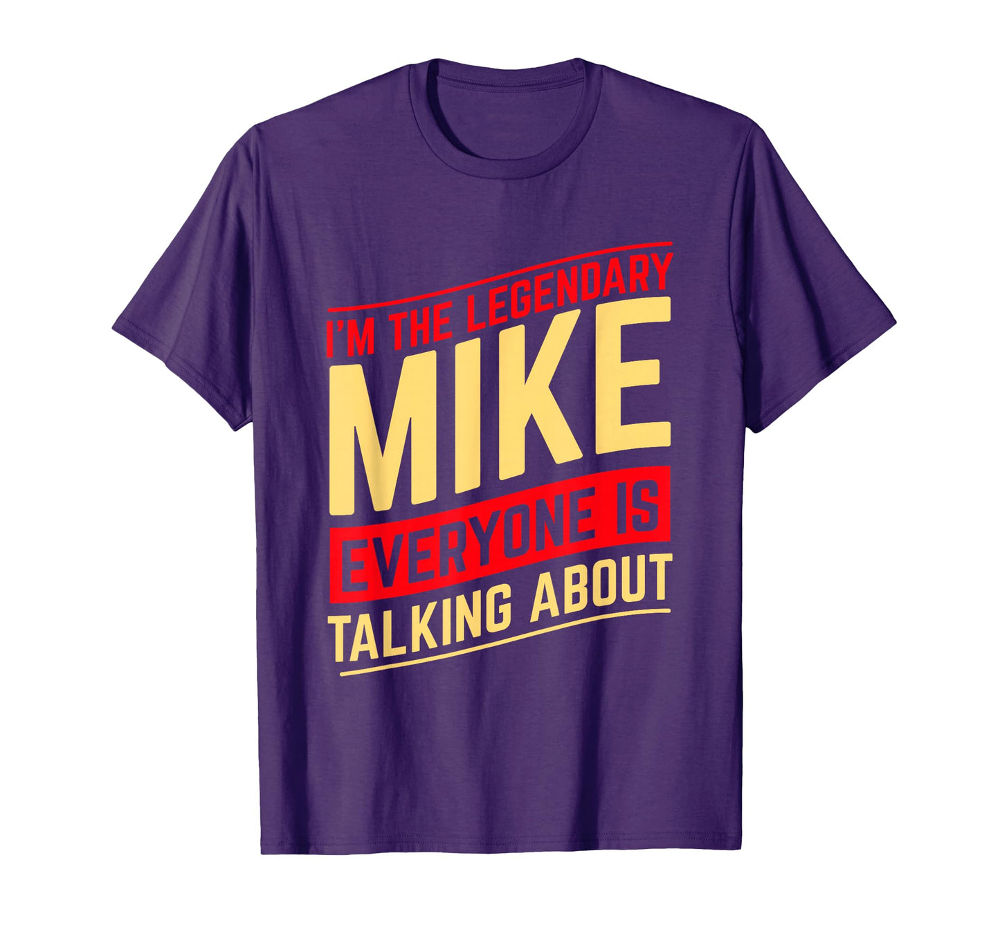 Mike Custom Name Design Unisex-Adults Black Cotton Polyester T-Shirt Small Short Sleeve Straight Fit Mock Collar Christmas Birthday Funny Mike Name First Name I'm The Legendary Mike T-Shirt