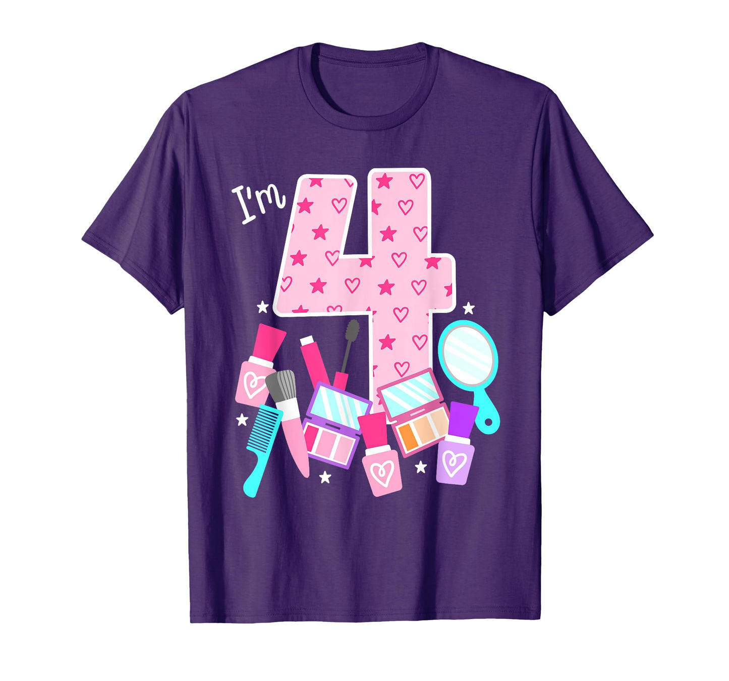 Spa Birthday Party I'm 4 Girls Makeup 4th Bday Kids Toddlers T-Shirt