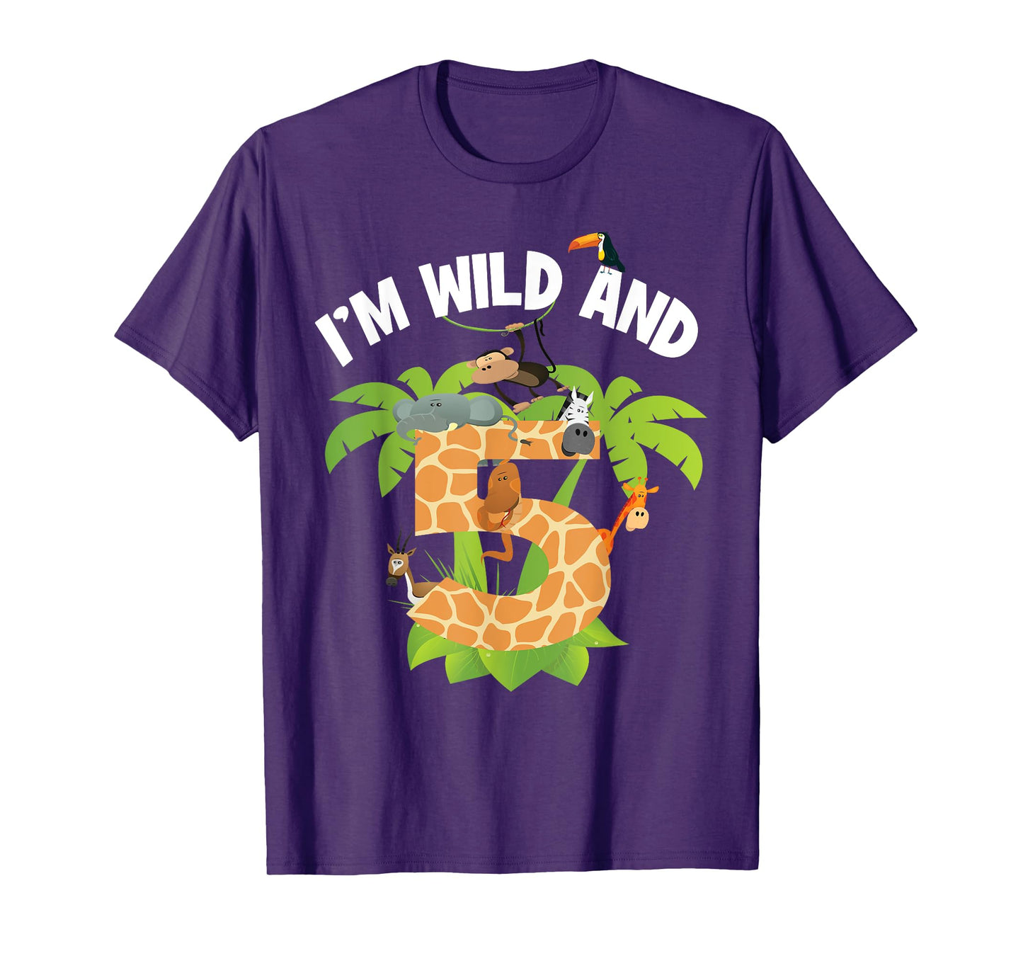 I'm Wild And 5 Years Old Zoo Theme 5th Birthday Animal Party T-Shirt