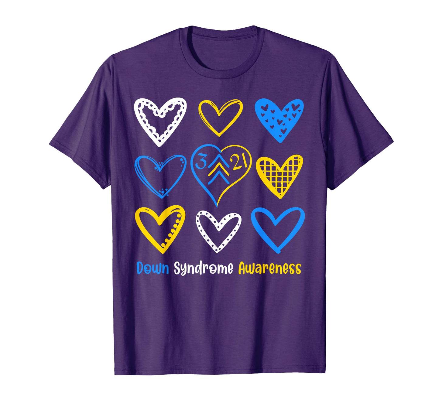 Down Syndrome Awareness Heart 321 Down Right Perfect T21 T-Shirt