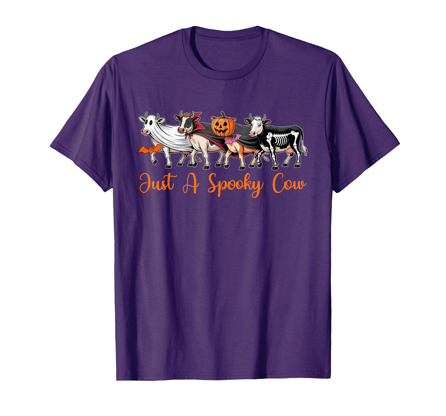 Just A Spooky Hallloween Cow Cosplay Witch Boo Skeleton T-Shirt