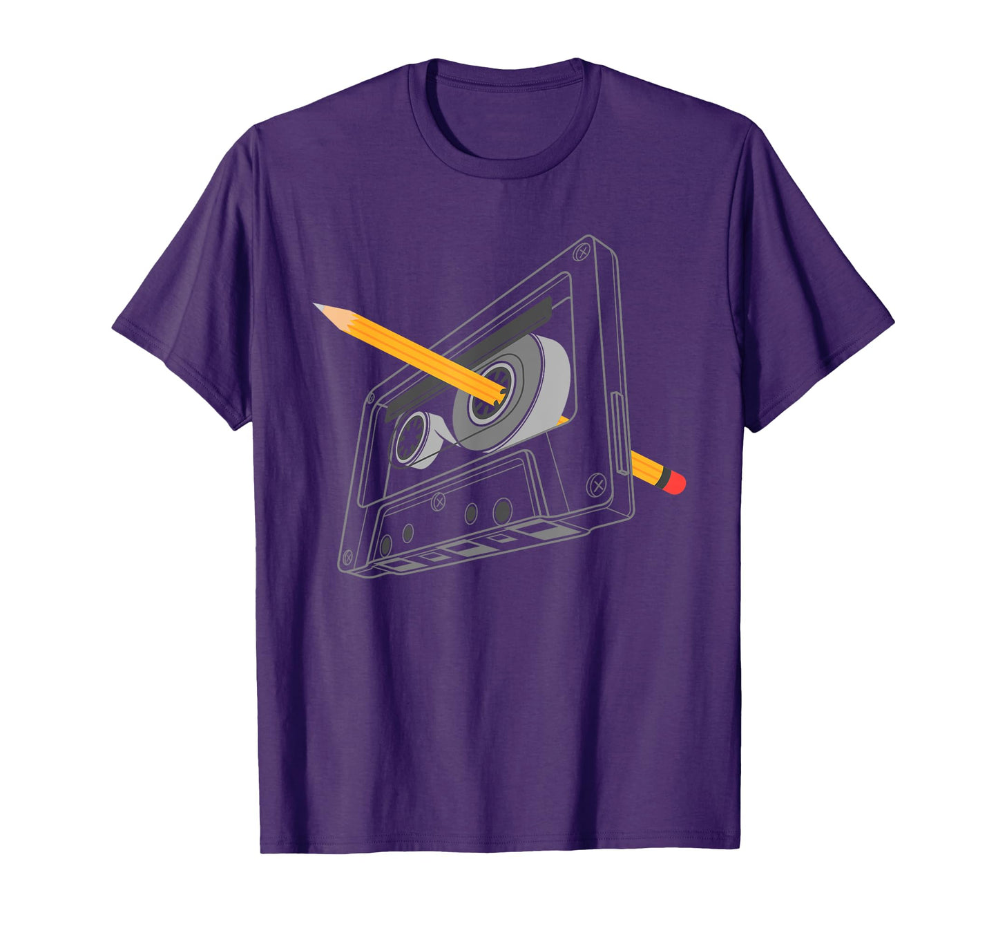 Vintage Rewind Funny 80s 90s Cassette Pencil Gift Men Women T-Shirt
