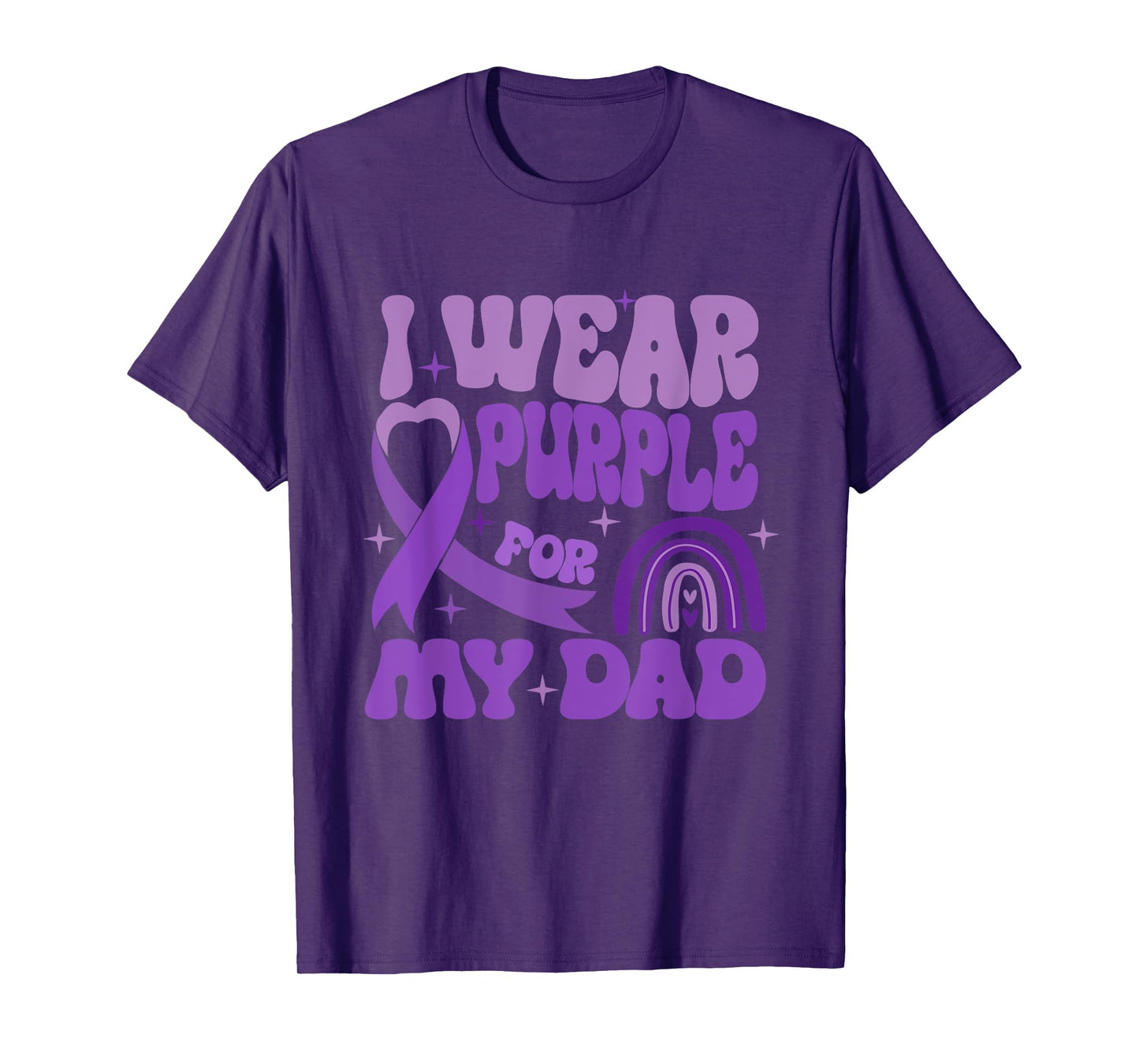 I Wear Purple For My-Dad Alzheimers Awareness Purple Ribbon T-Shirt
