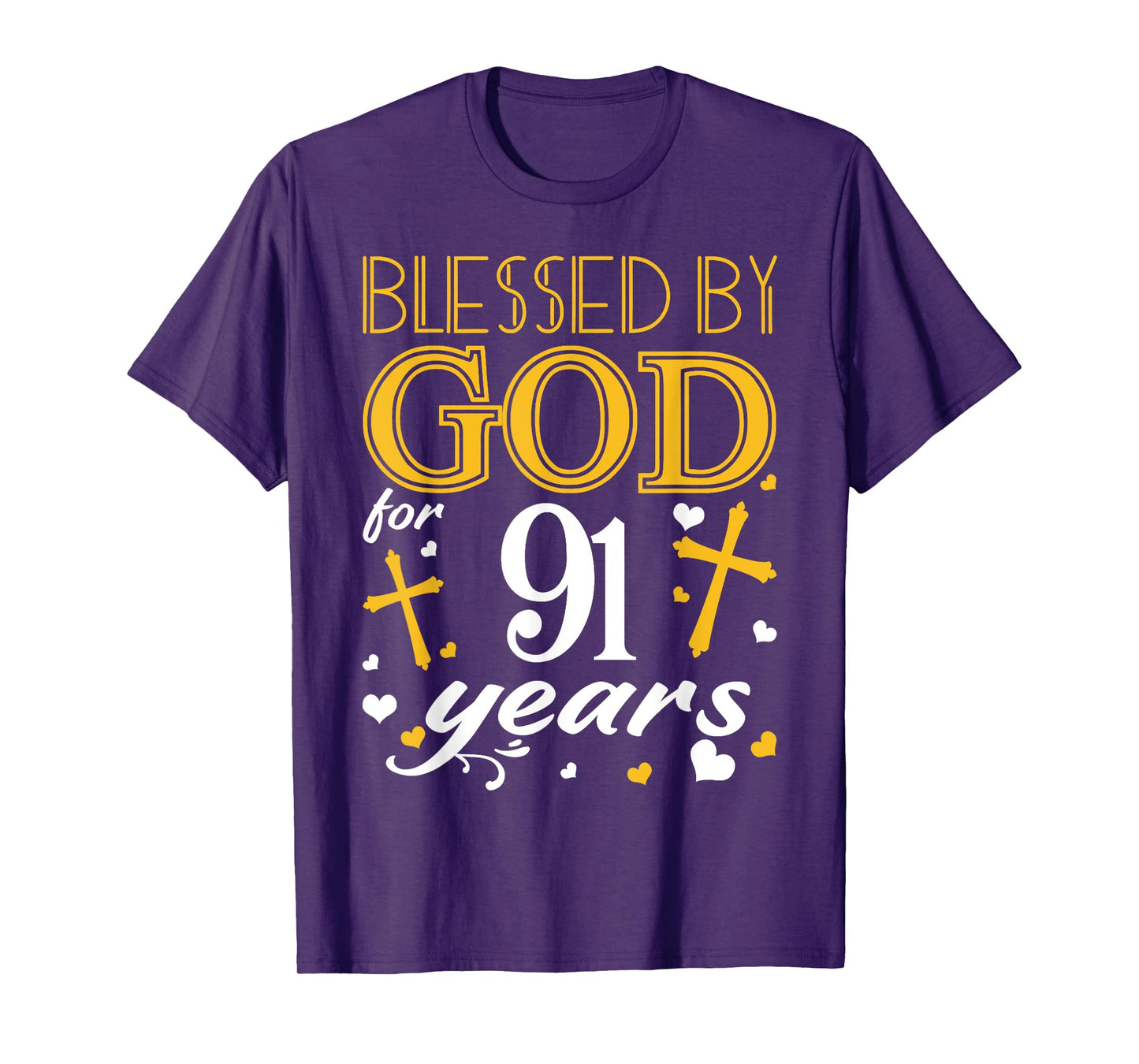 Vintage Blessed By God For 91 Years Happy 91st Birthday T-Shirt