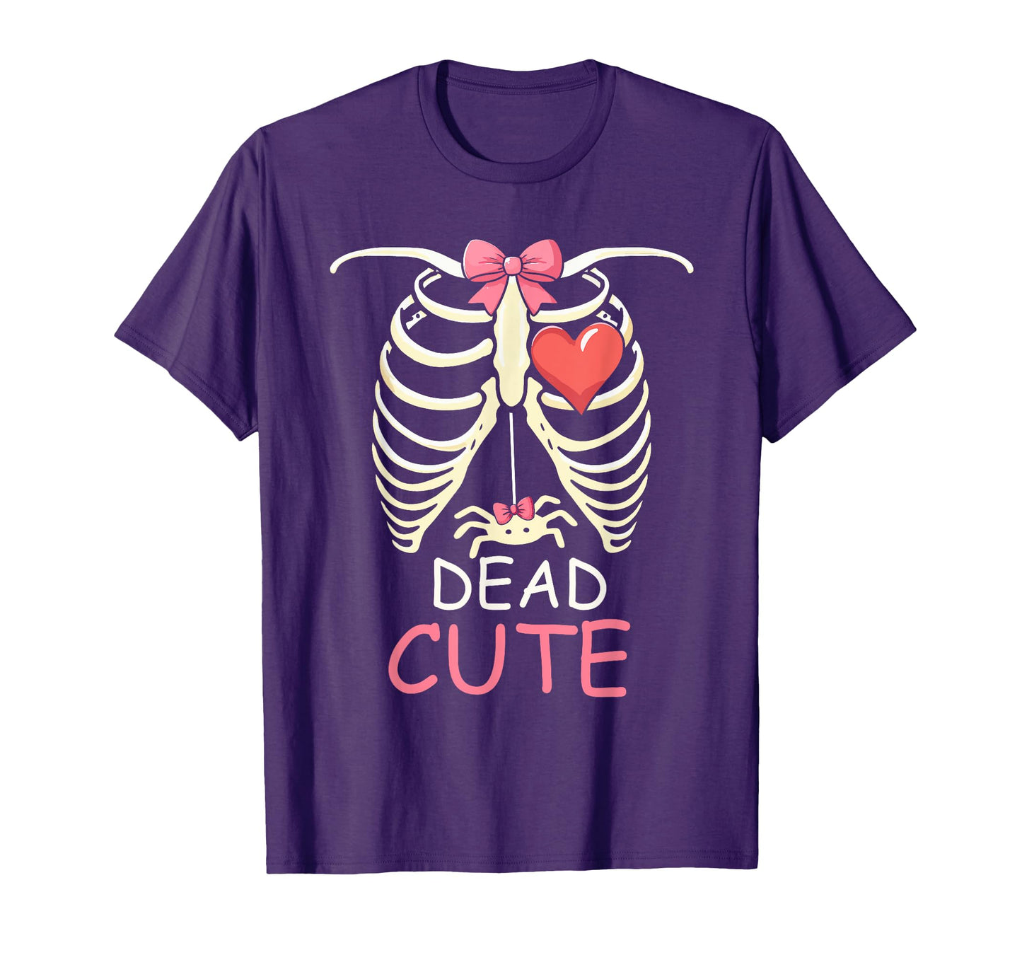 Dead Halloween Joke Spider Inside Skeleton Rib Cage Bow Tie T-Shirt