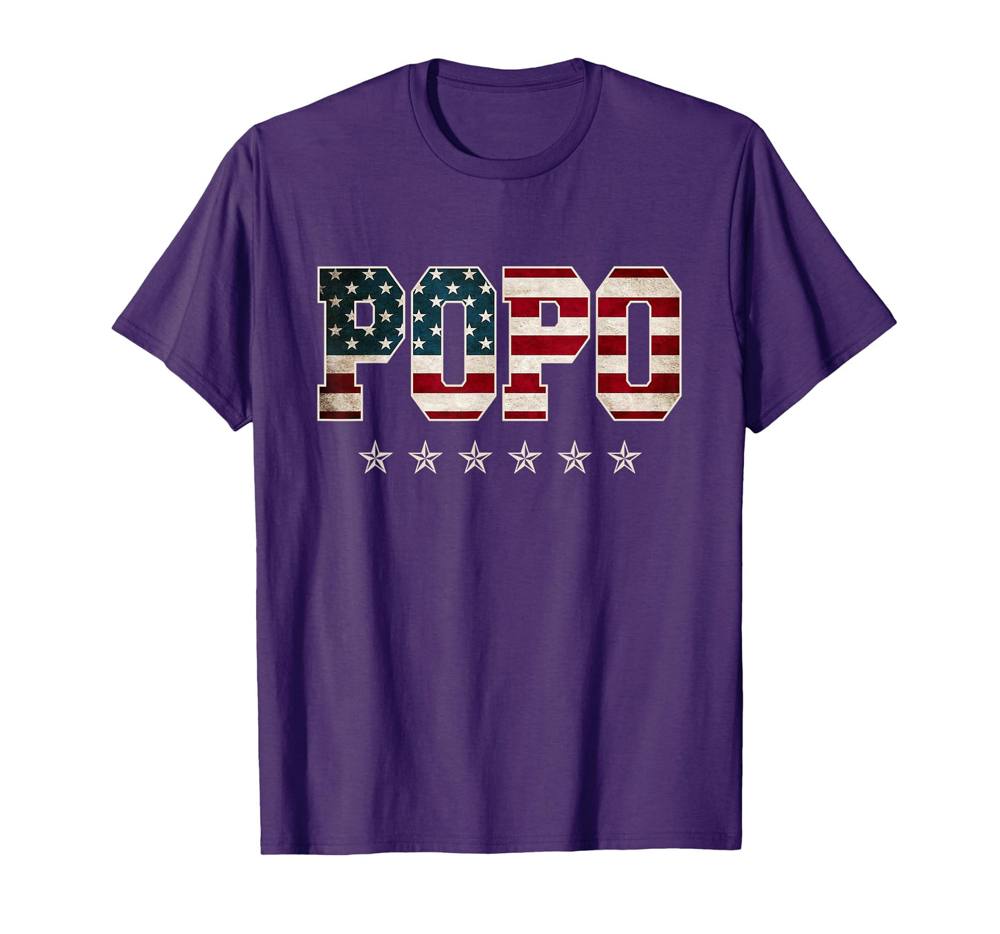 Mens Popo Gift Father's Day American Flag 4th of July T-Shirt