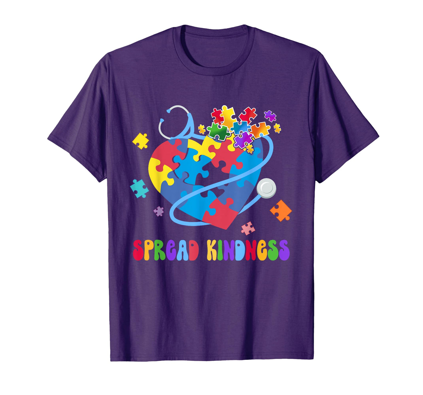 Spread Kindness Autism Awareness Stethoscope Heart Nurse T-Shirt