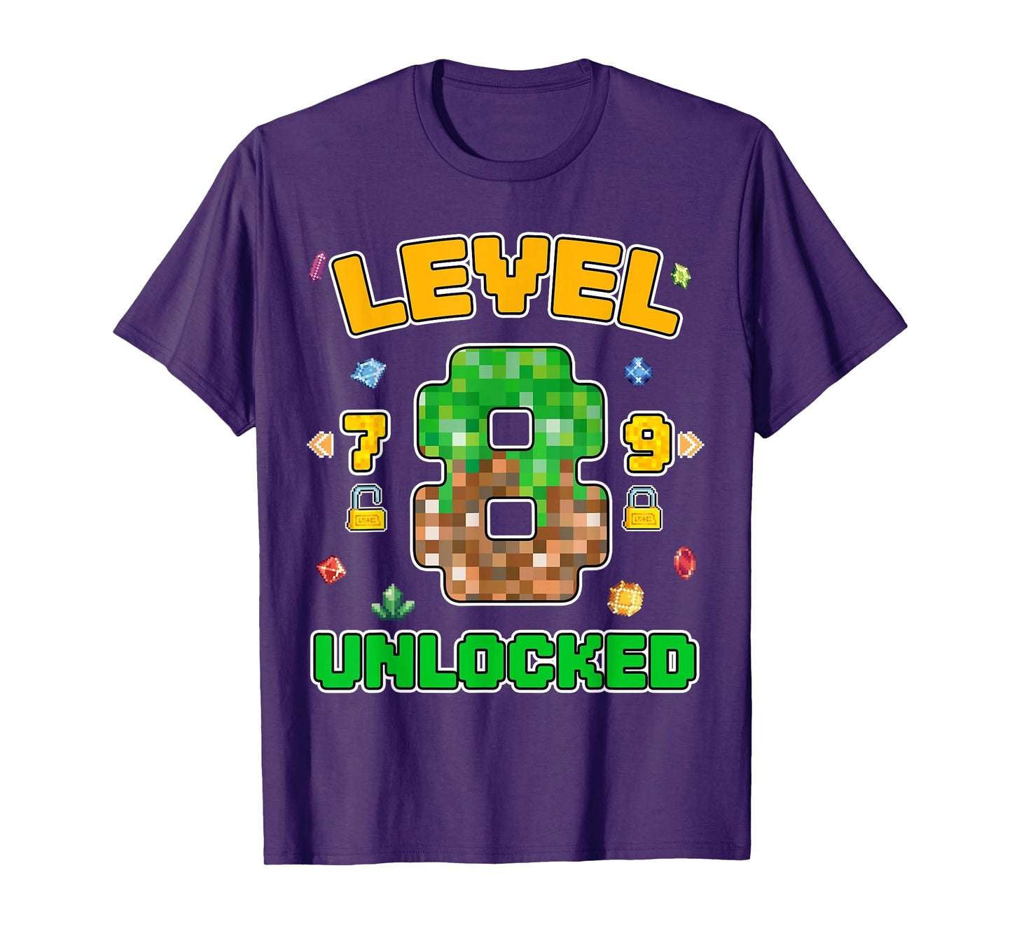 Funny 8 Year Old Birthday Boy Pixel Game 8th Bday Kids T-Shirt