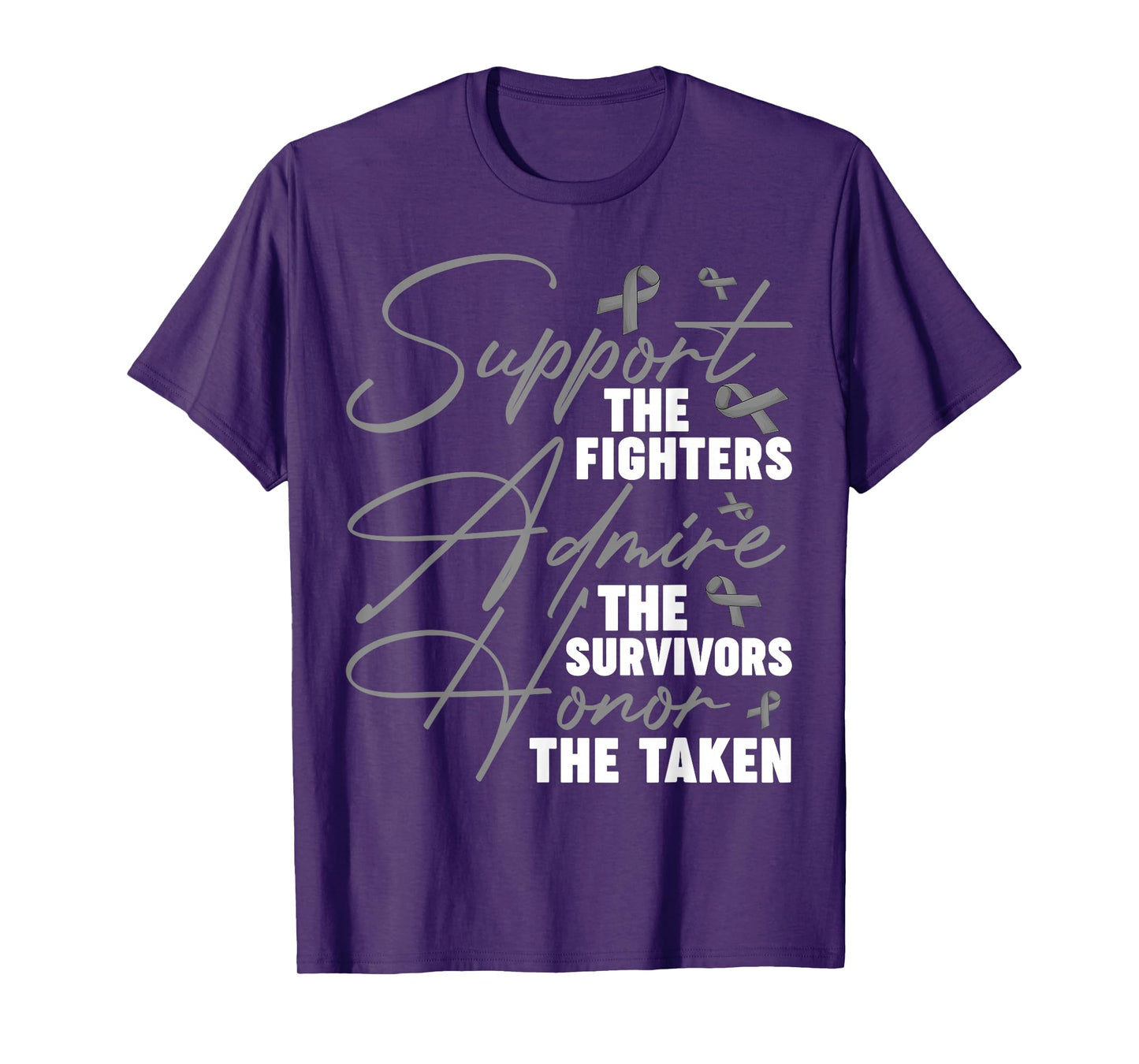 Support The Fighters Brain Cancer Awareness Day Gray Ribbon T-Shirt