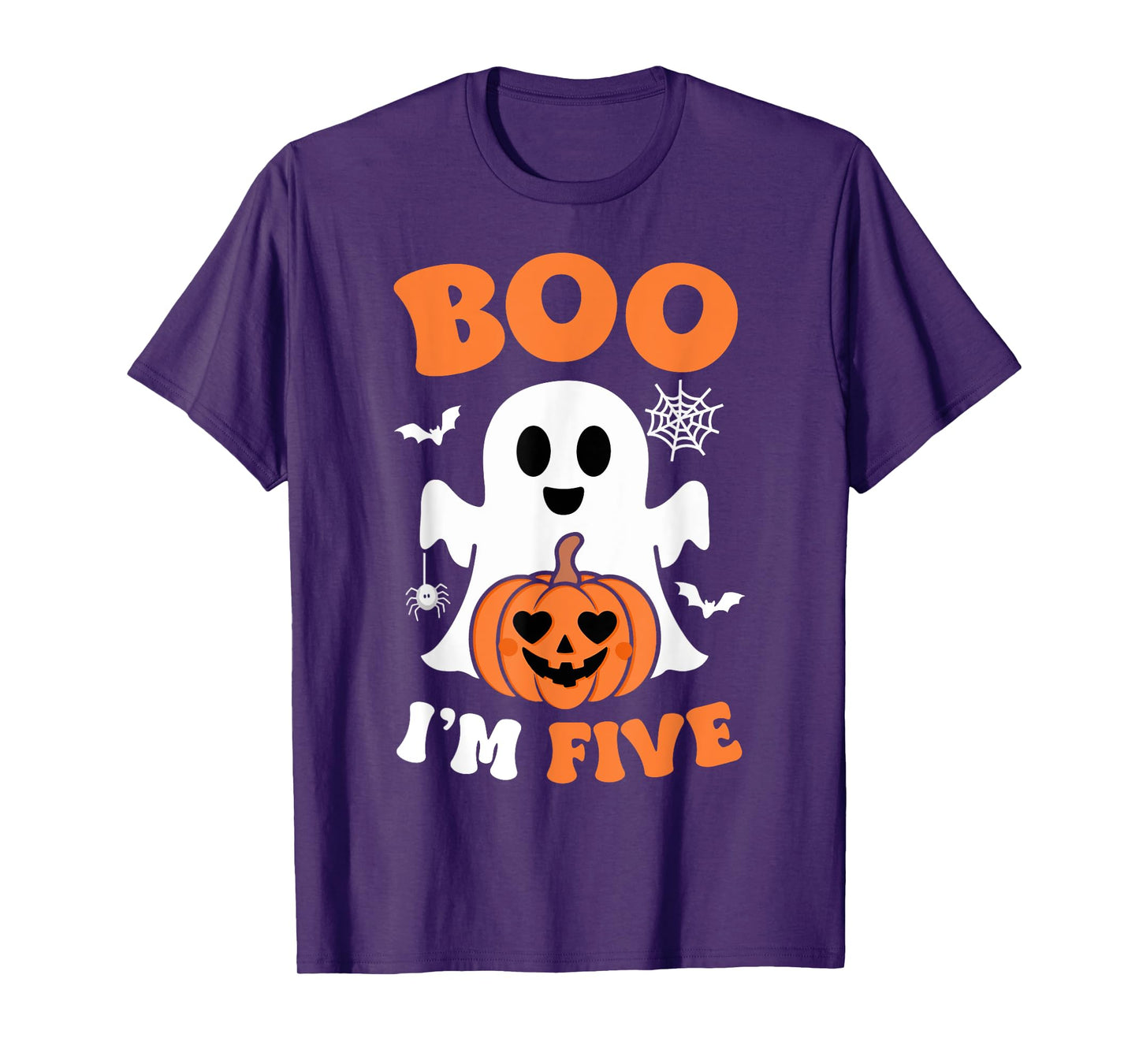 Ghost Boo I'm Five Year 5th Birthday Boys Halloween Groovy T-Shirt