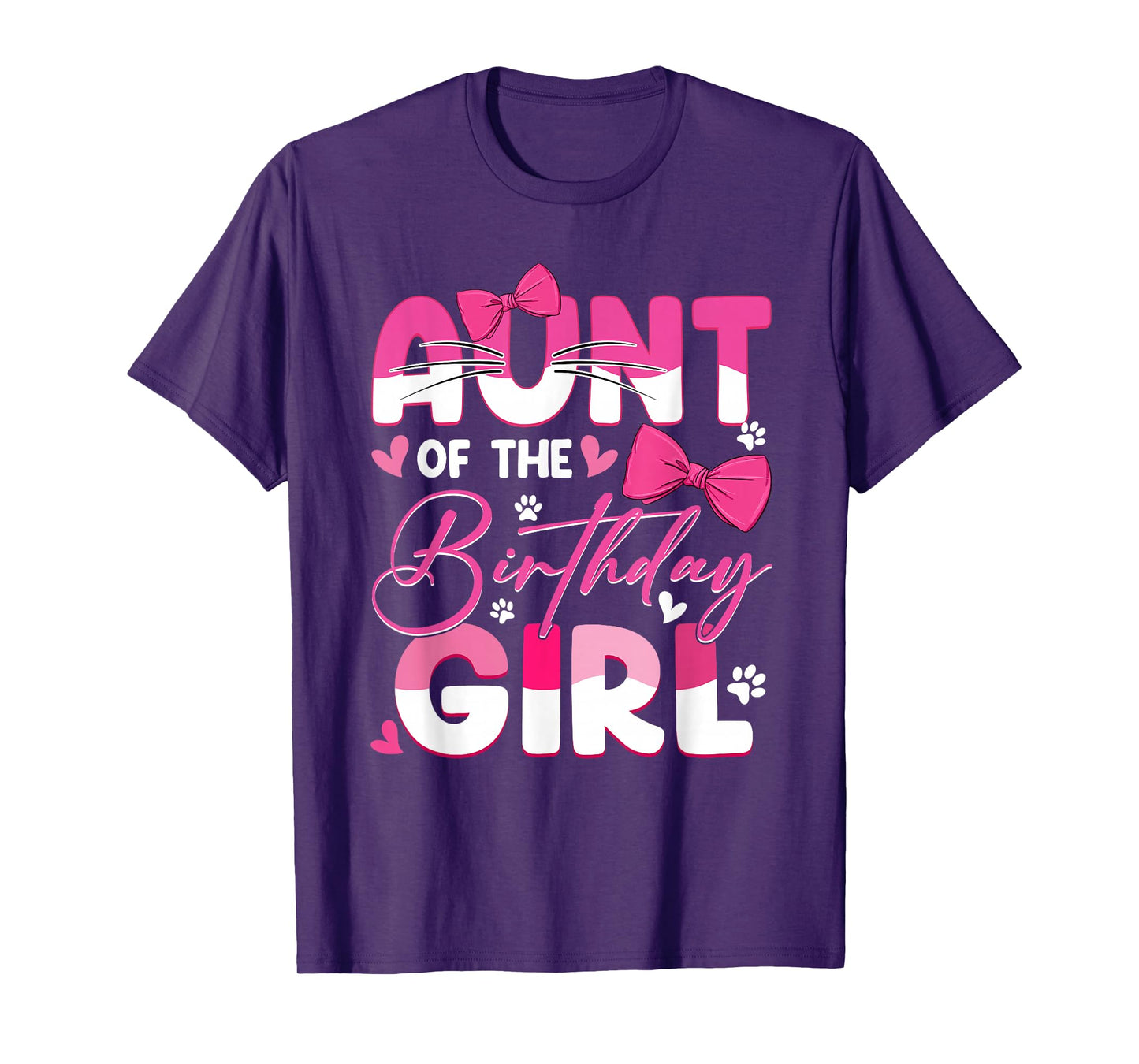 Aunt Of The Birthday Girl Cat Kitty Family Matching T-Shirt