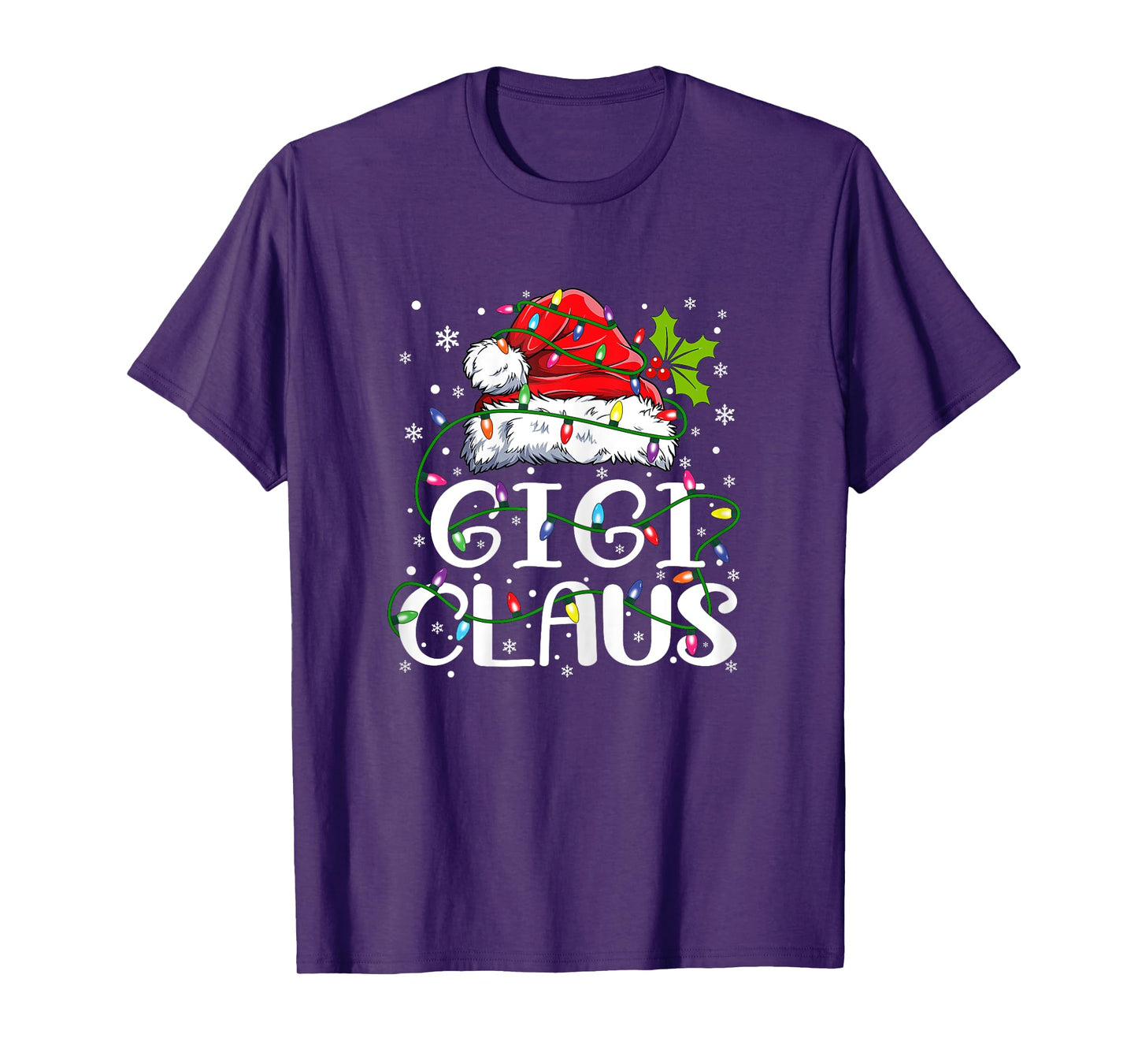 Gigi Claus Shirt Christmas Lights Pajama Family Matching T-Shirt