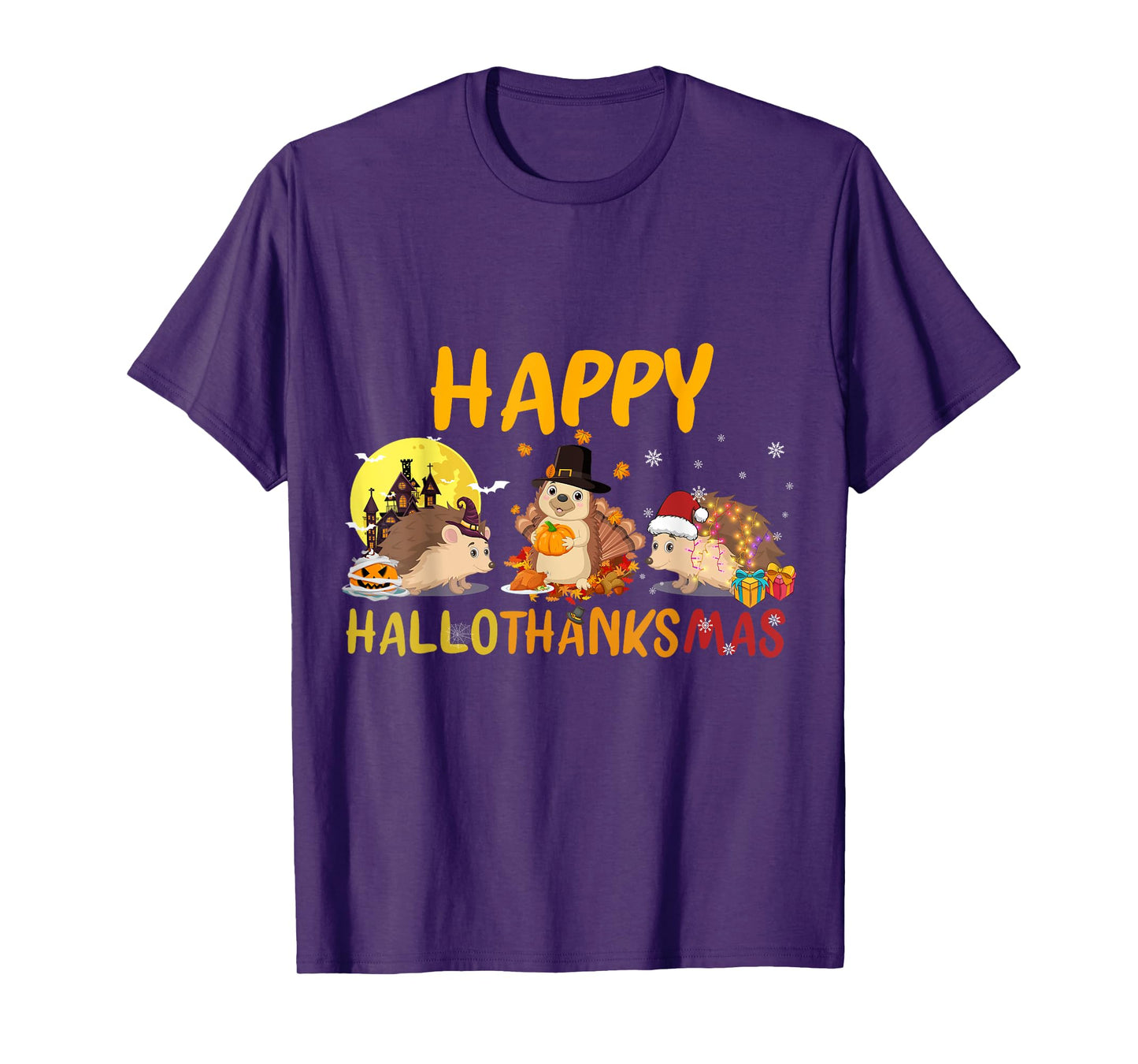 Hedgehog Happy Fall Autumn Christmas Halloween Thanksgiving T-Shirt