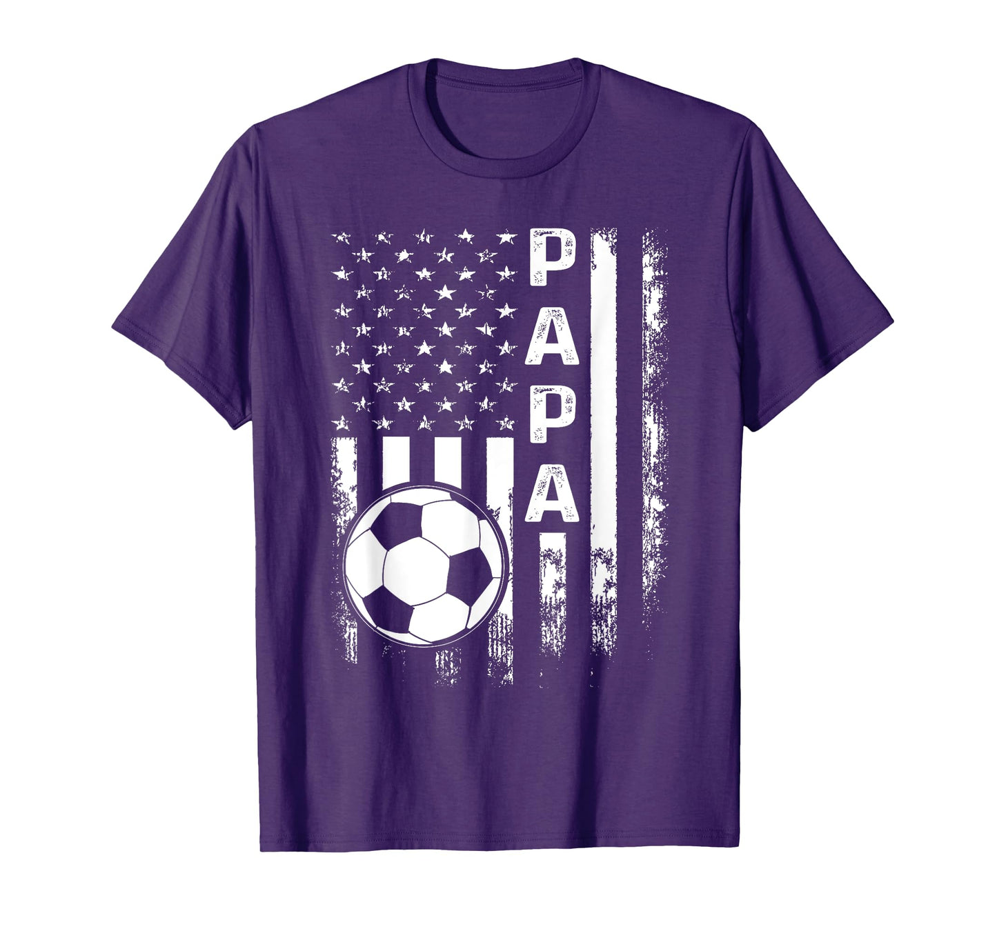 Soccer Papa American Flag Vintage Christmas Xmas Women Kids Men T-Shirt