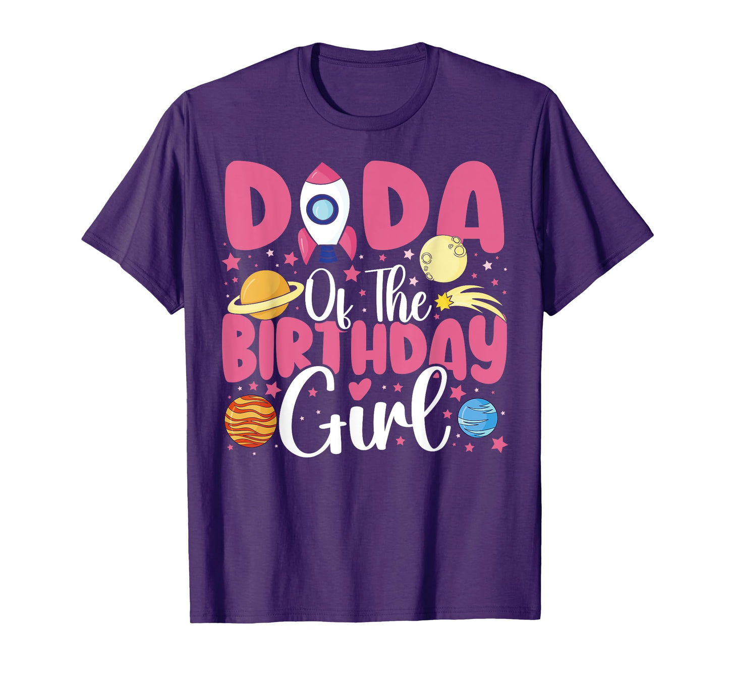 Two The Moon Dada Of the Birthday Girl Astronaut Family T-Shirt