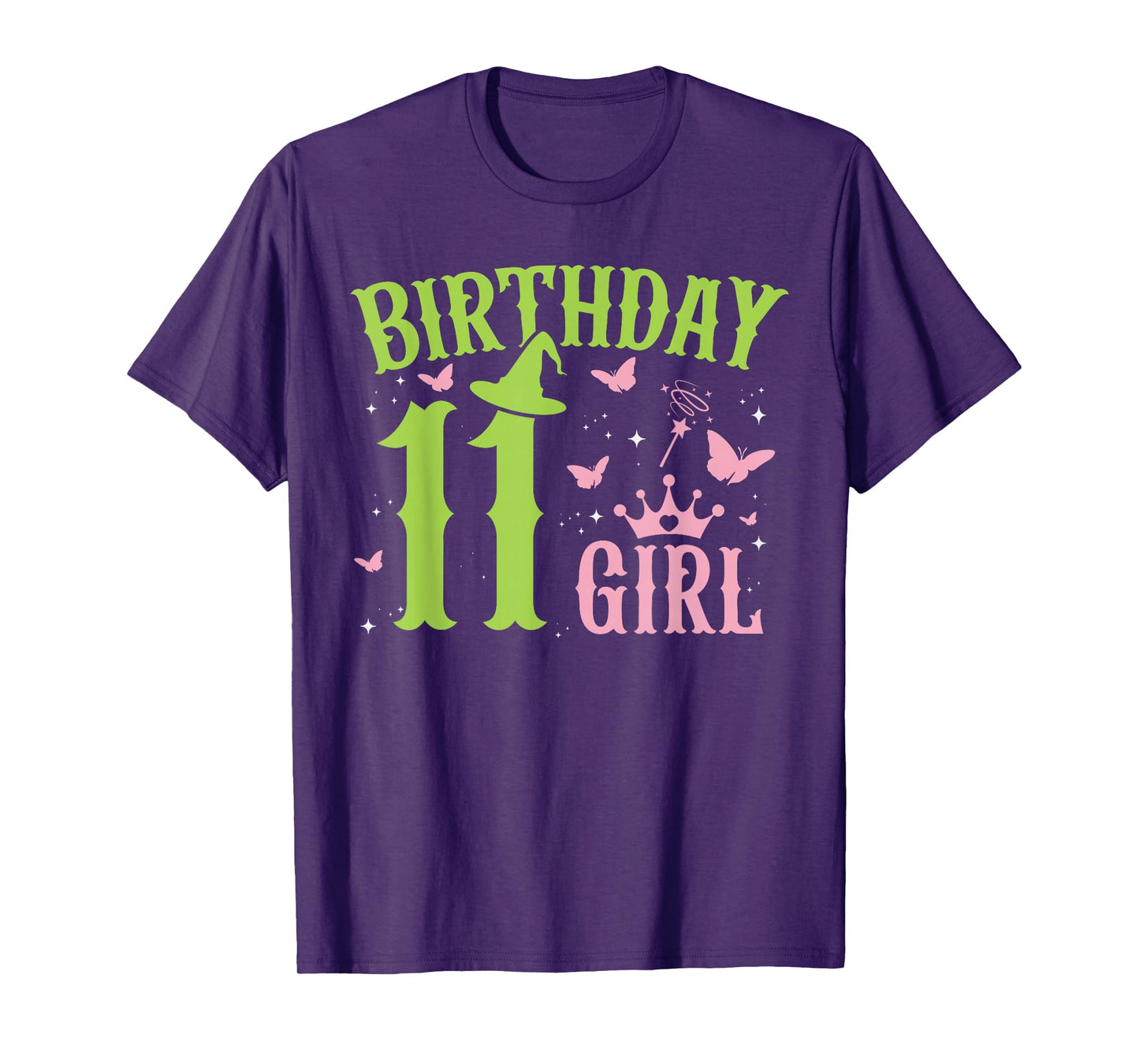 Green Pink Theme 11 Year Old Birthday Girl Witch Party Bday T-Shirt
