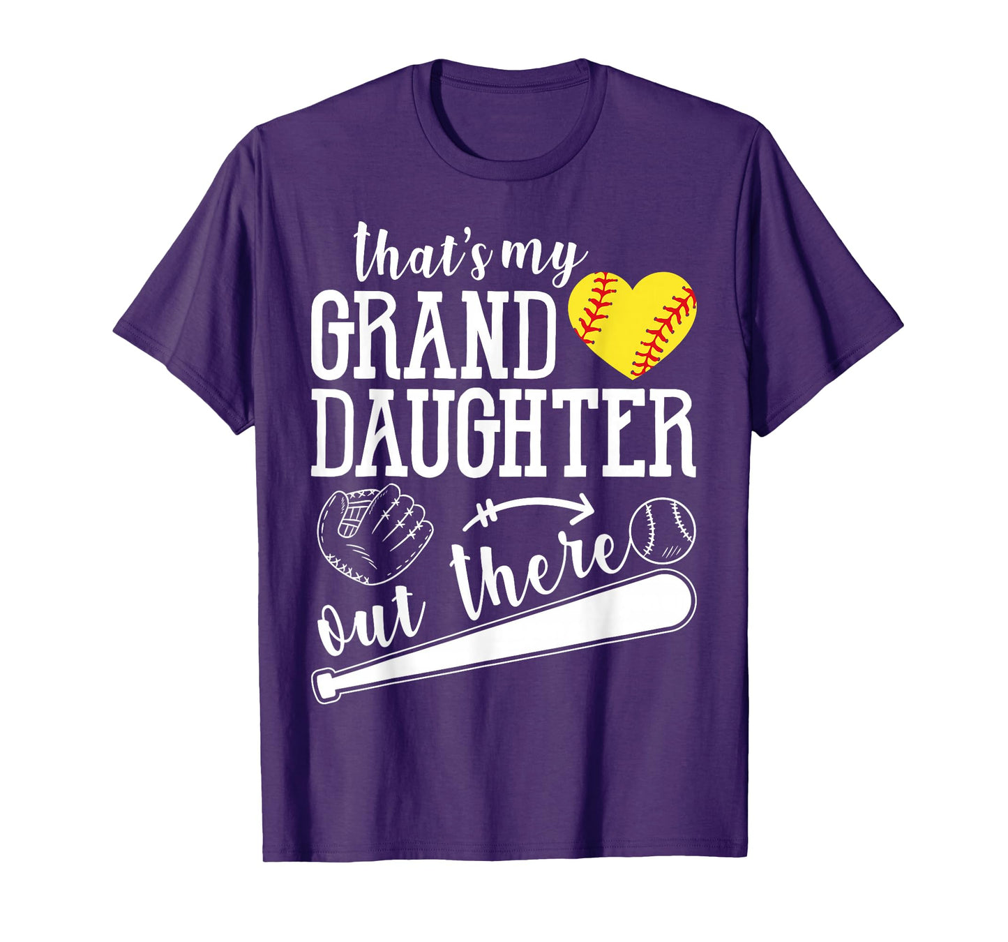 That's My Granddaughter Out There Softball Heart Support T-Shirt