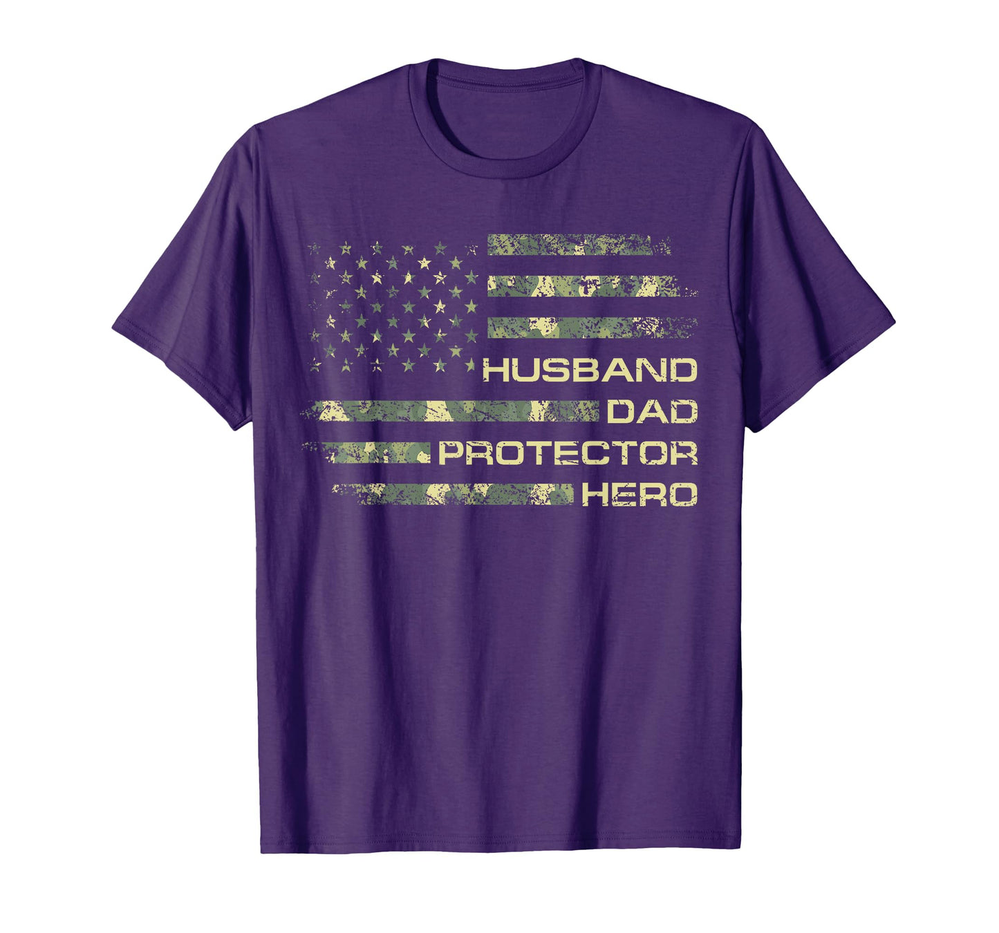 Husband Dad Protector Hero For Christmas Camo American Flag T-Shirt