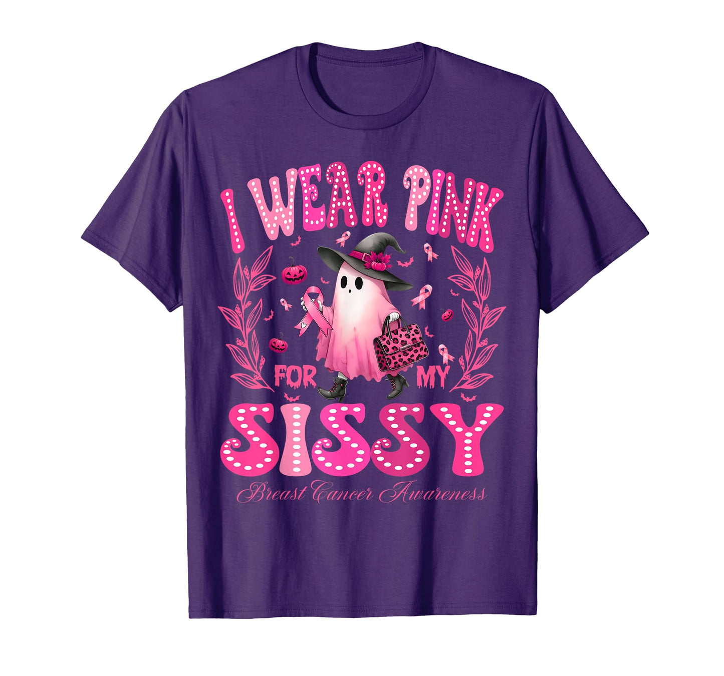 I Wear Pink For My Sissy Breast Cancer Boo Halloween T-Shirt