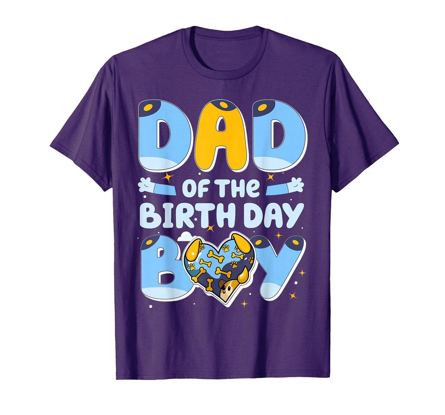 Dad Of The Birthday Boy Funny Blue Dog Family Matching T-Shirt