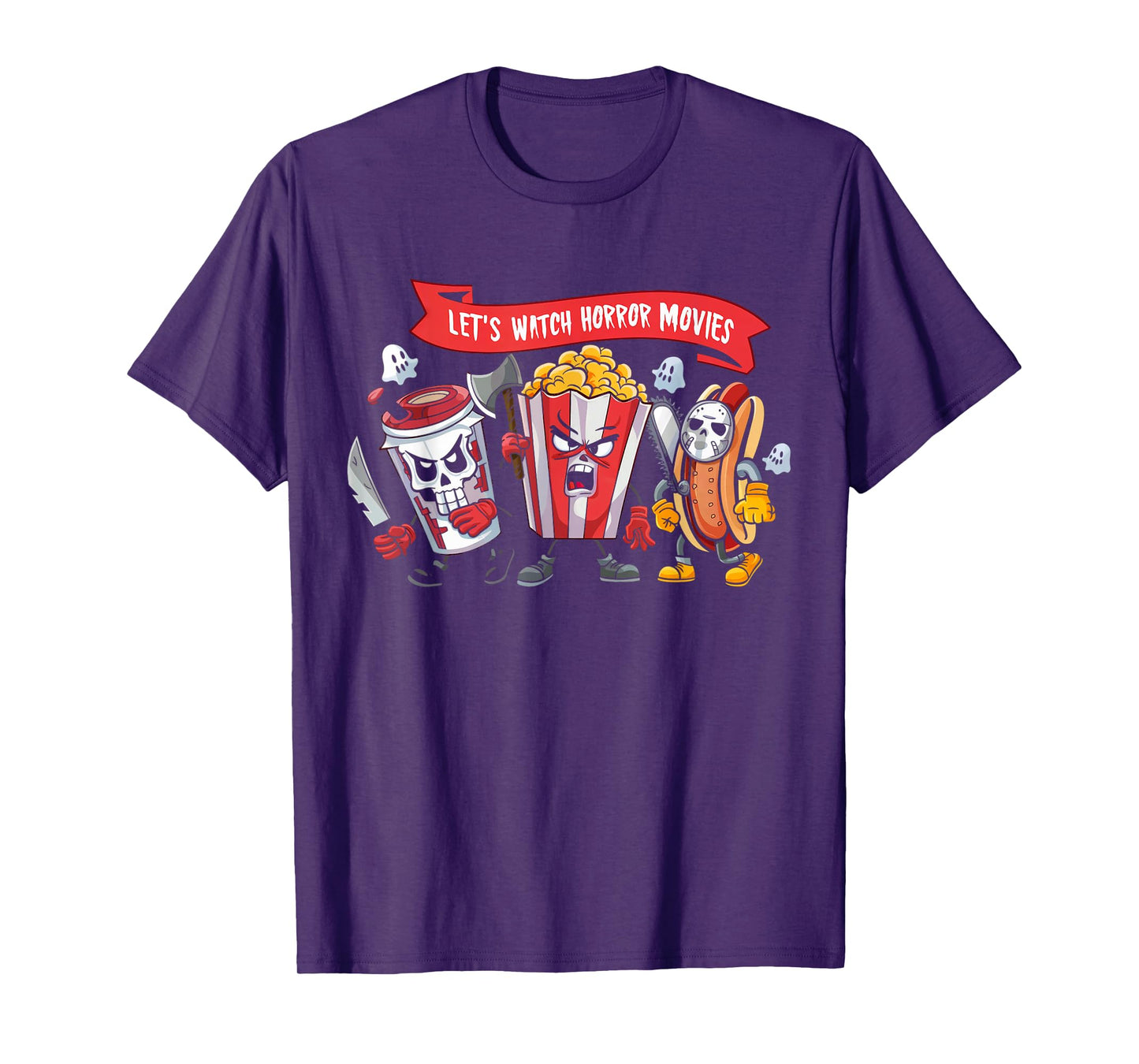 Lets Watch Horror Movies Lover Shirt Fun Halloween Skeleton T-Shirt