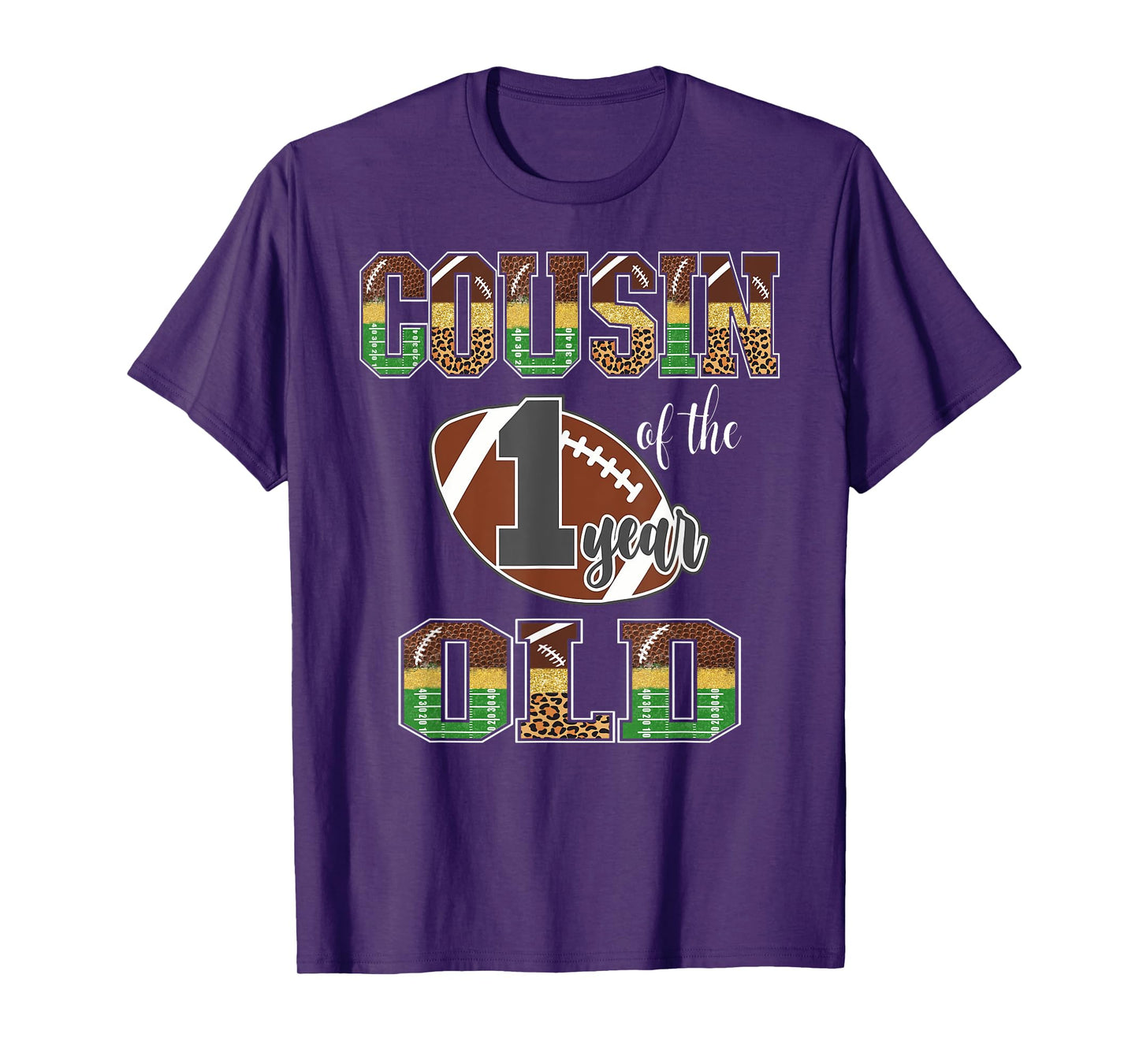 Cousin Of The 1 Year Old Football 1St Year Down Birthday T-Shirt