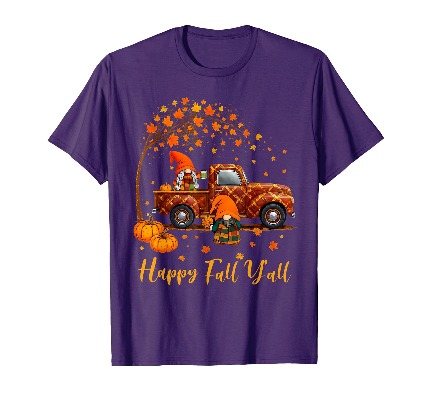 Happy Fall Y'all Gnomes Autumn Thanksgiving Men Women Kids T-Shirt