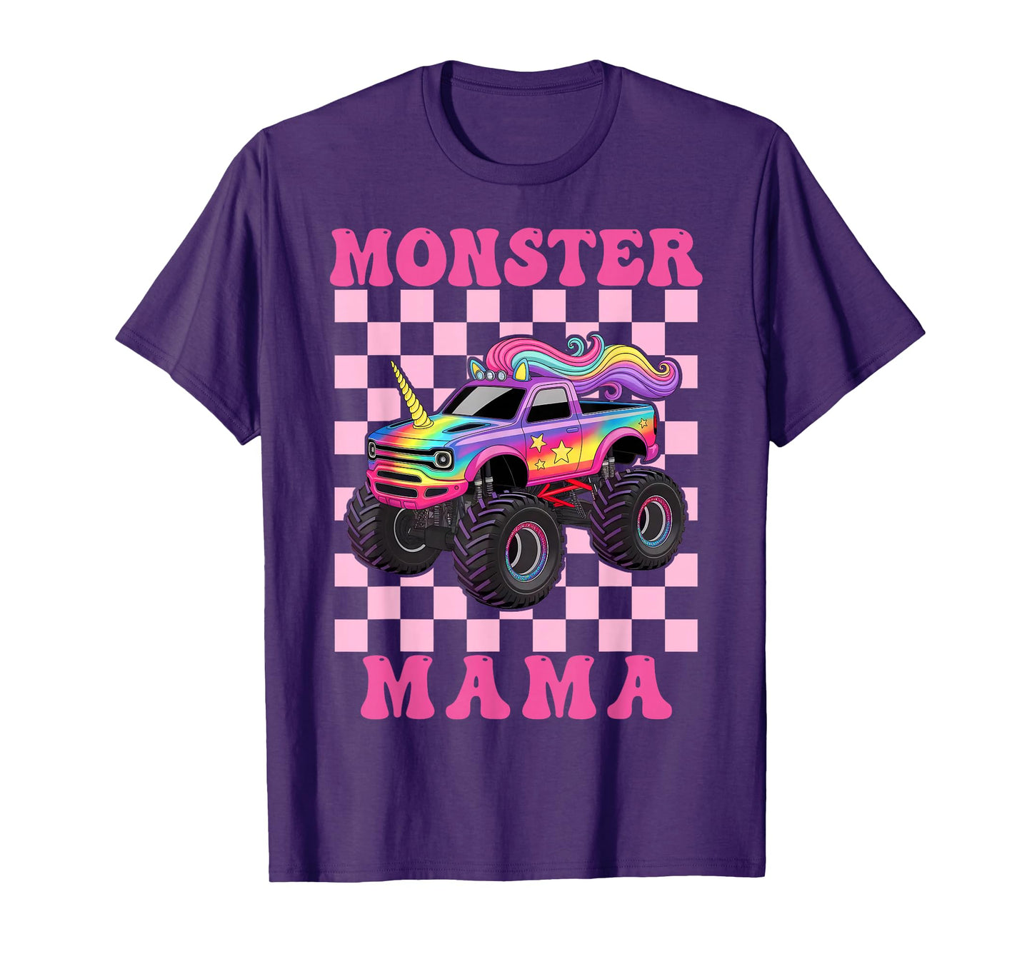 Monster Truck Mama Pink Monster Trucks Lover Mom Groovy T-Shirt