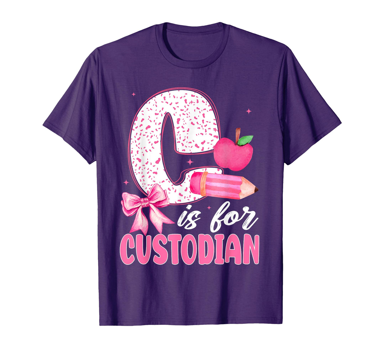 Cute C is for Custodian Pencil Apple Coquette Back To School T-Shirt
