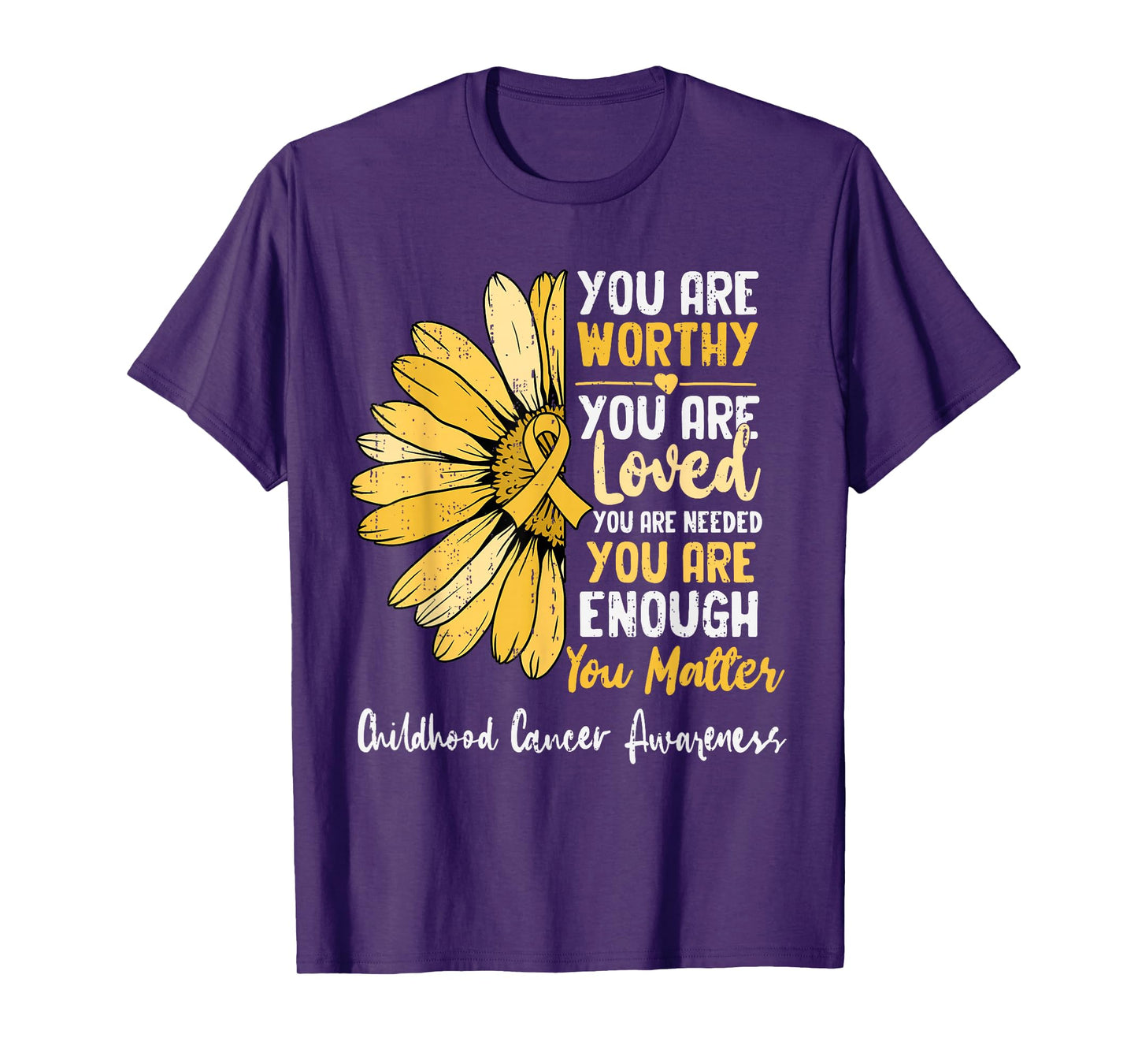 Motivational Childhood Cancer Awareness Gold Sunflower T-Shirt