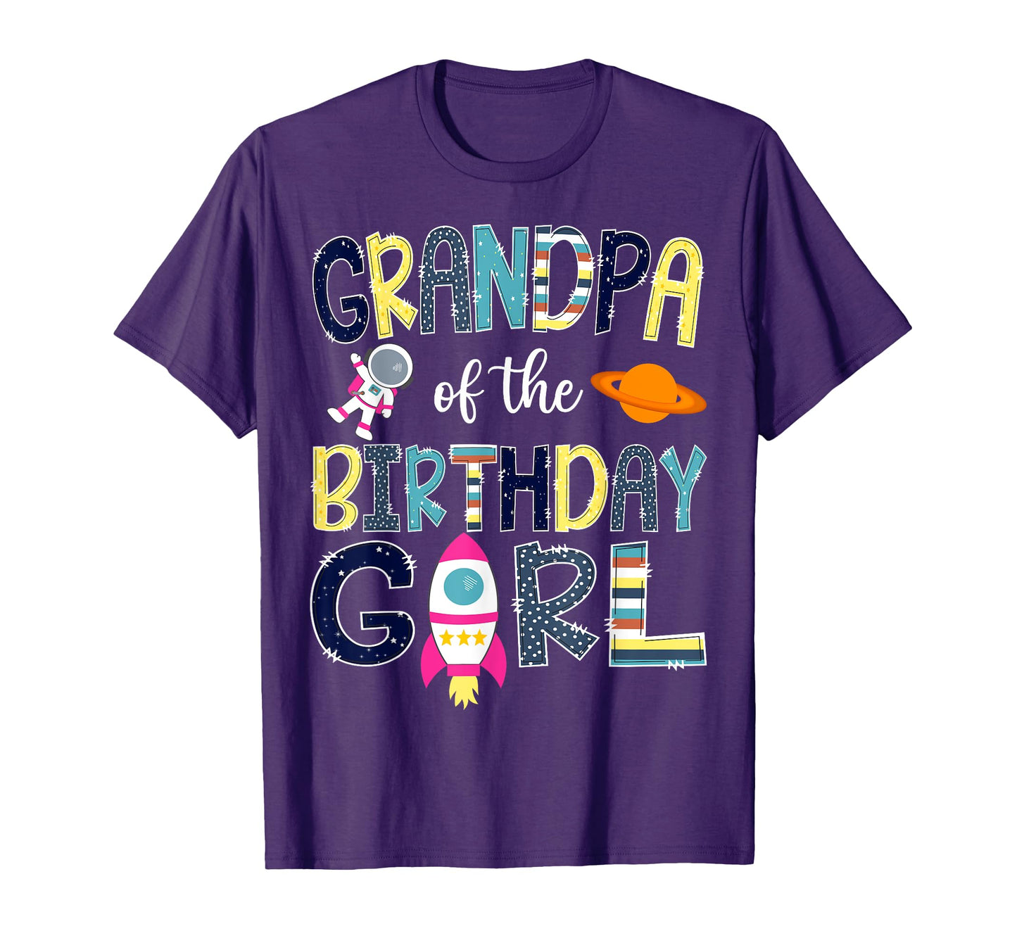 Grandpa Of the Birthday Girl Space Astronaut Family Matching T-Shirt