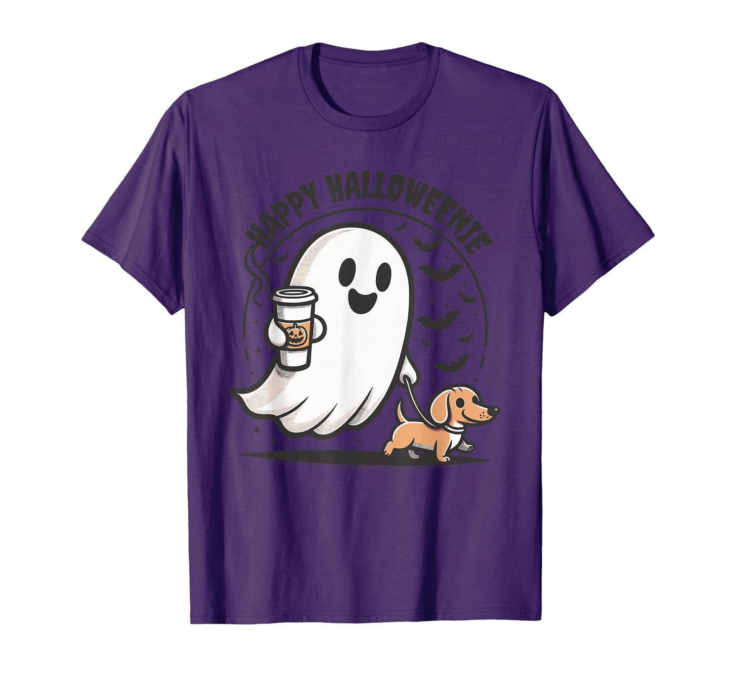 Happy Halloweenie Ghost Dachshund Halloween Dachshund Lover T-Shirt