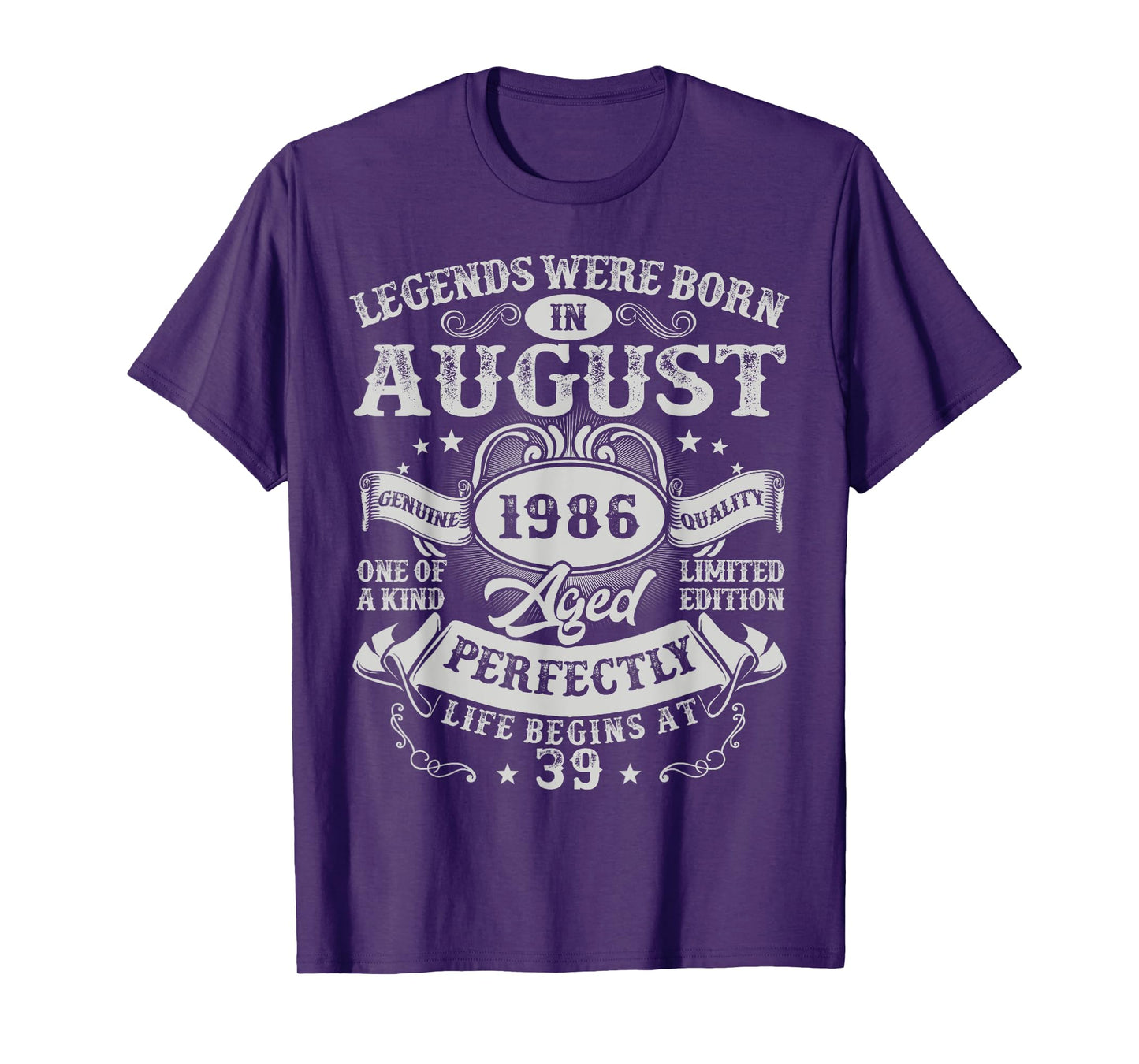 Legends Were Born in August 1986 Vintage 39th Birthday Men T-Shirt