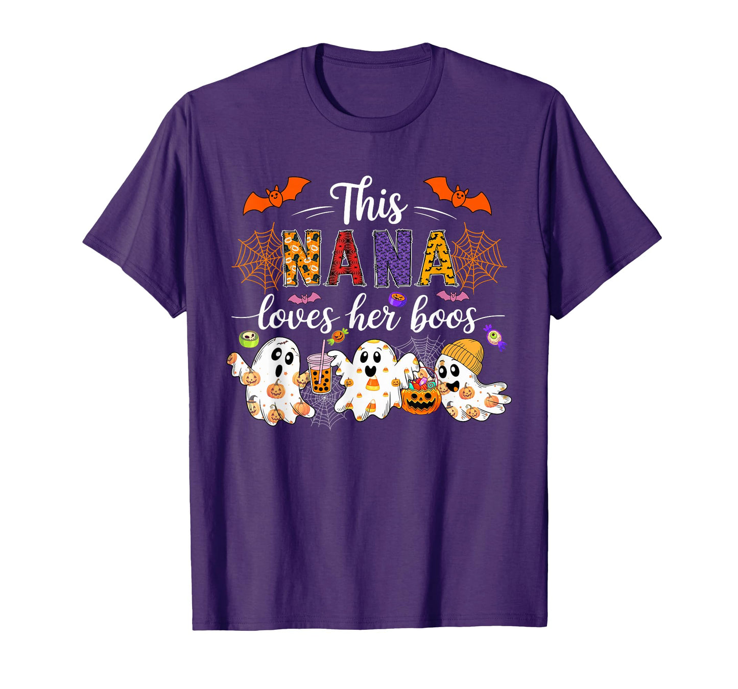 Nana Loves Her Boos Halloween Boos Lover Family Group T-Shirt
